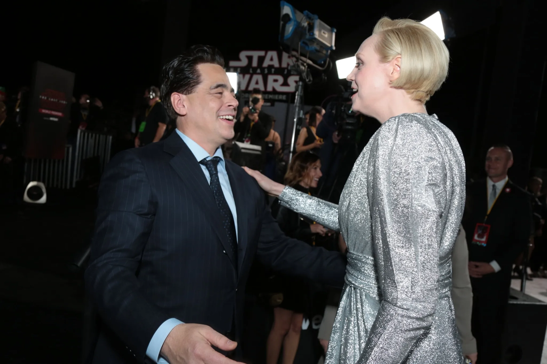 Benicio Del Toro and Gwendoline Christie at an event for Star Wars: Episode VIII - The Last Jedi (2017)