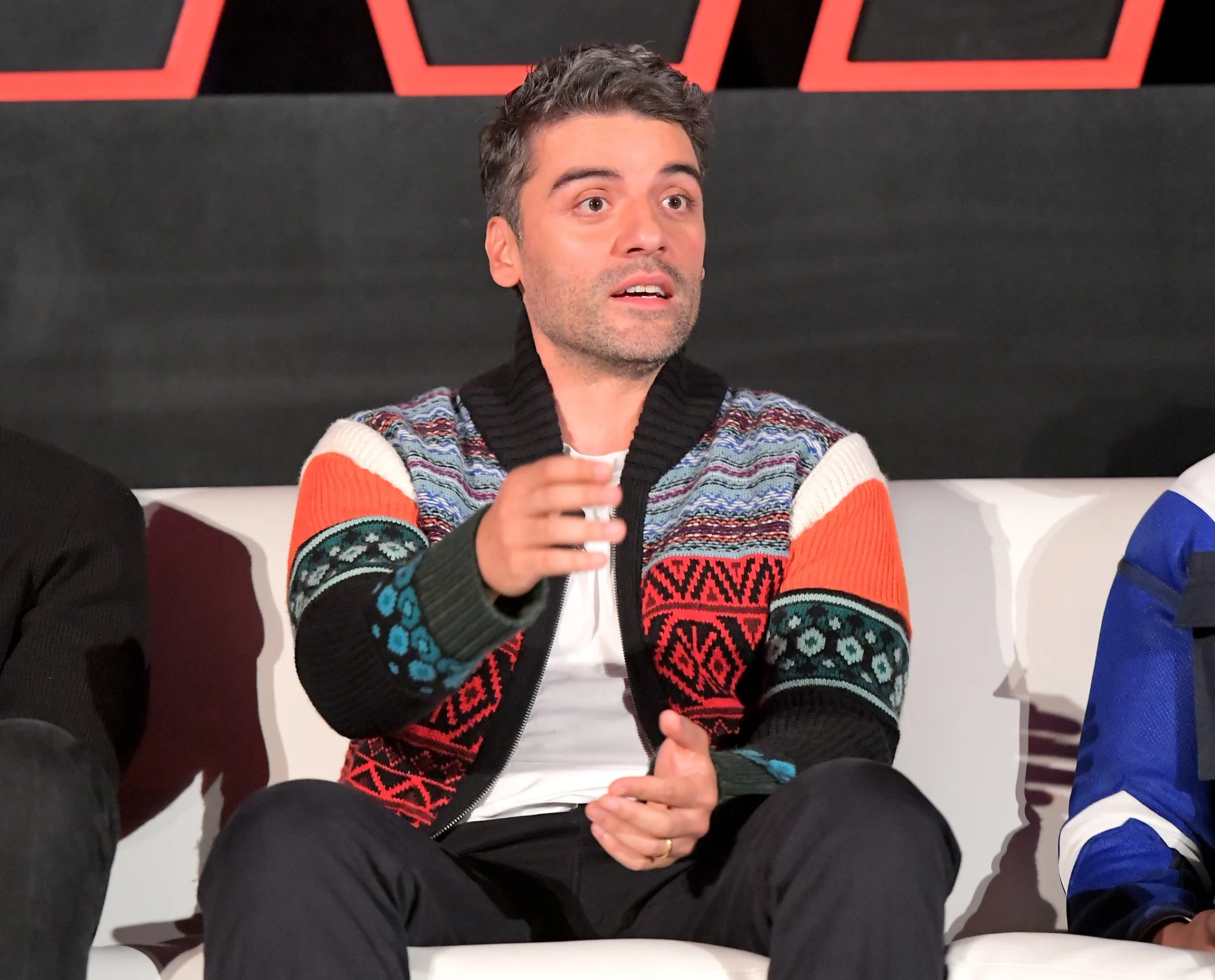 Oscar Isaac at an event for Star Wars: Episode VIII - The Last Jedi (2017)