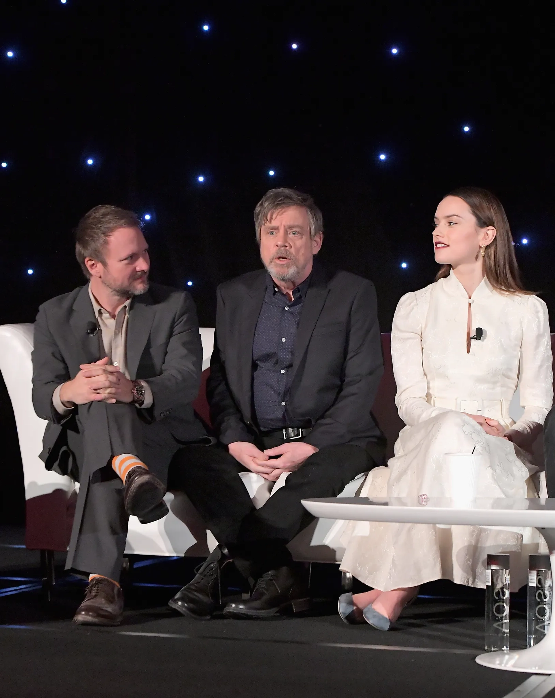 Mark Hamill, Rian Johnson, and Daisy Ridley at an event for Star Wars: Episode VIII - The Last Jedi (2017)