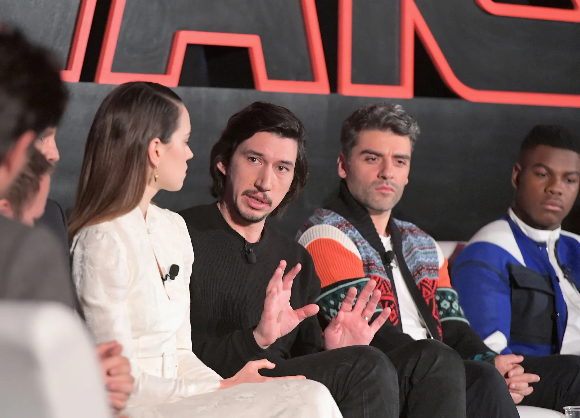 Oscar Isaac, Adam Driver, John Boyega, and Daisy Ridley at an event for Star Wars: Episode VIII - The Last Jedi (2017)