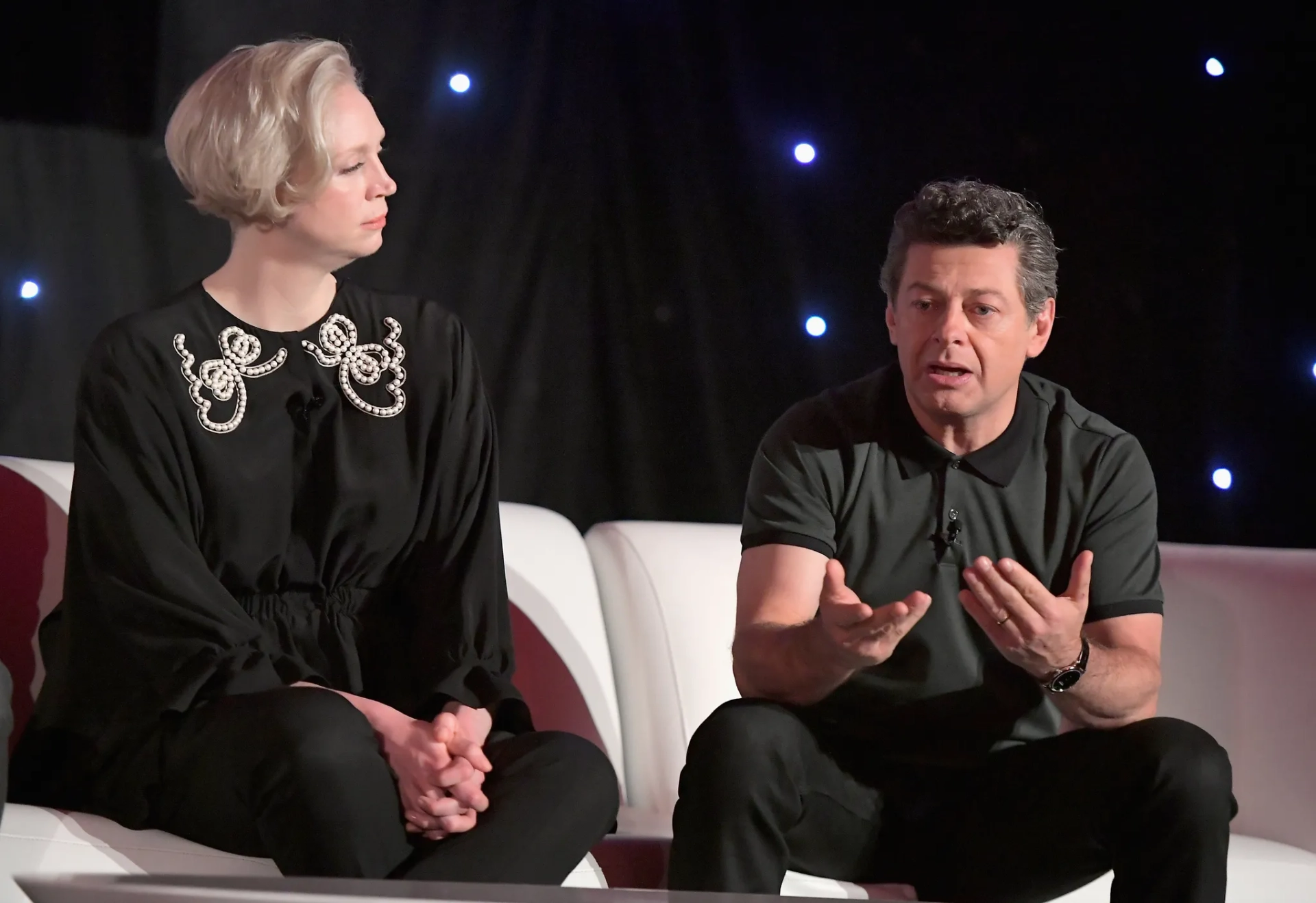 Andy Serkis and Gwendoline Christie at an event for Star Wars: Episode VIII - The Last Jedi (2017)