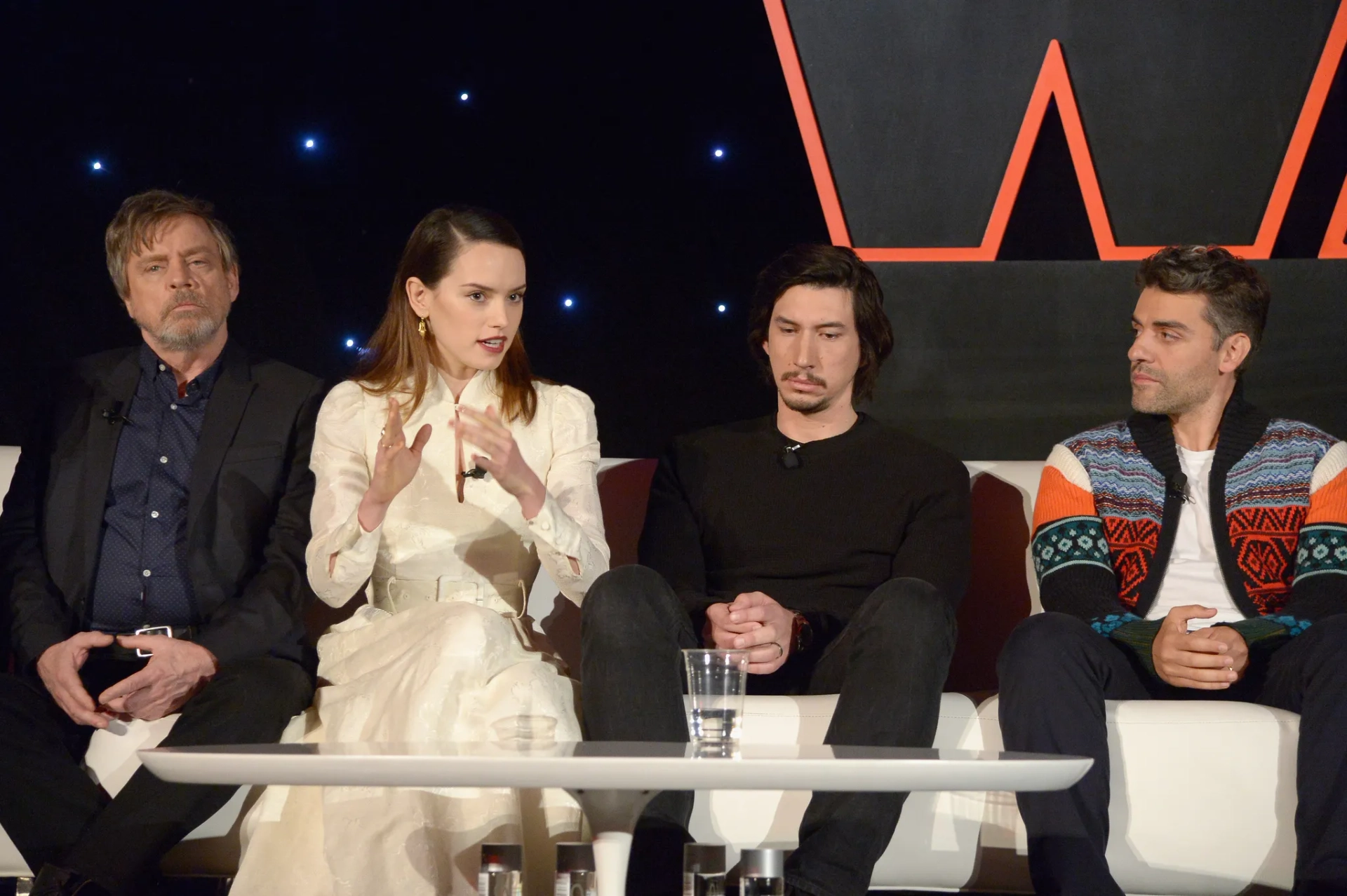 Mark Hamill, Oscar Isaac, Adam Driver, and Daisy Ridley at an event for Star Wars: Episode VIII - The Last Jedi (2017)