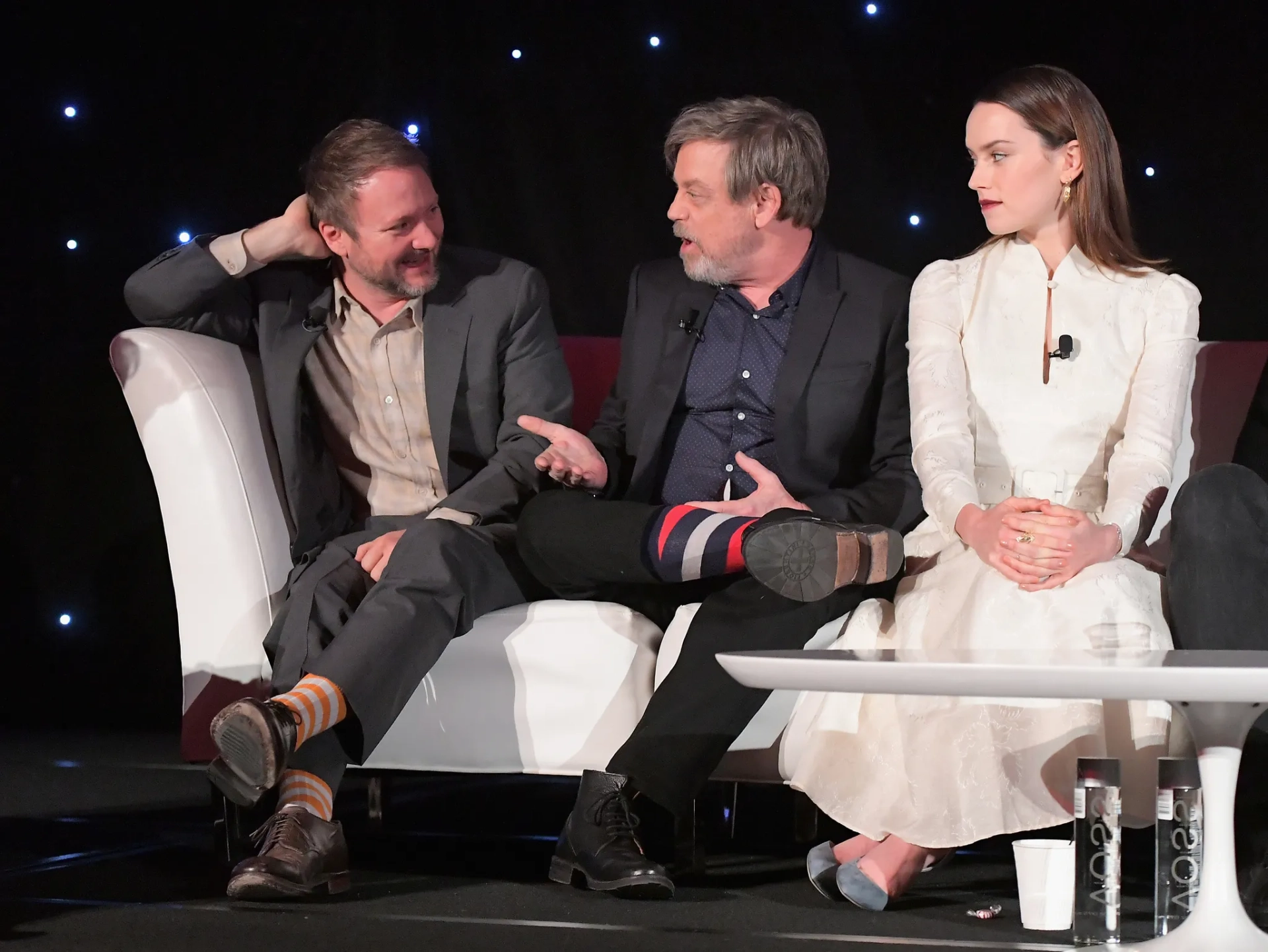 Mark Hamill, Rian Johnson, and Daisy Ridley at an event for Star Wars: Episode VIII - The Last Jedi (2017)