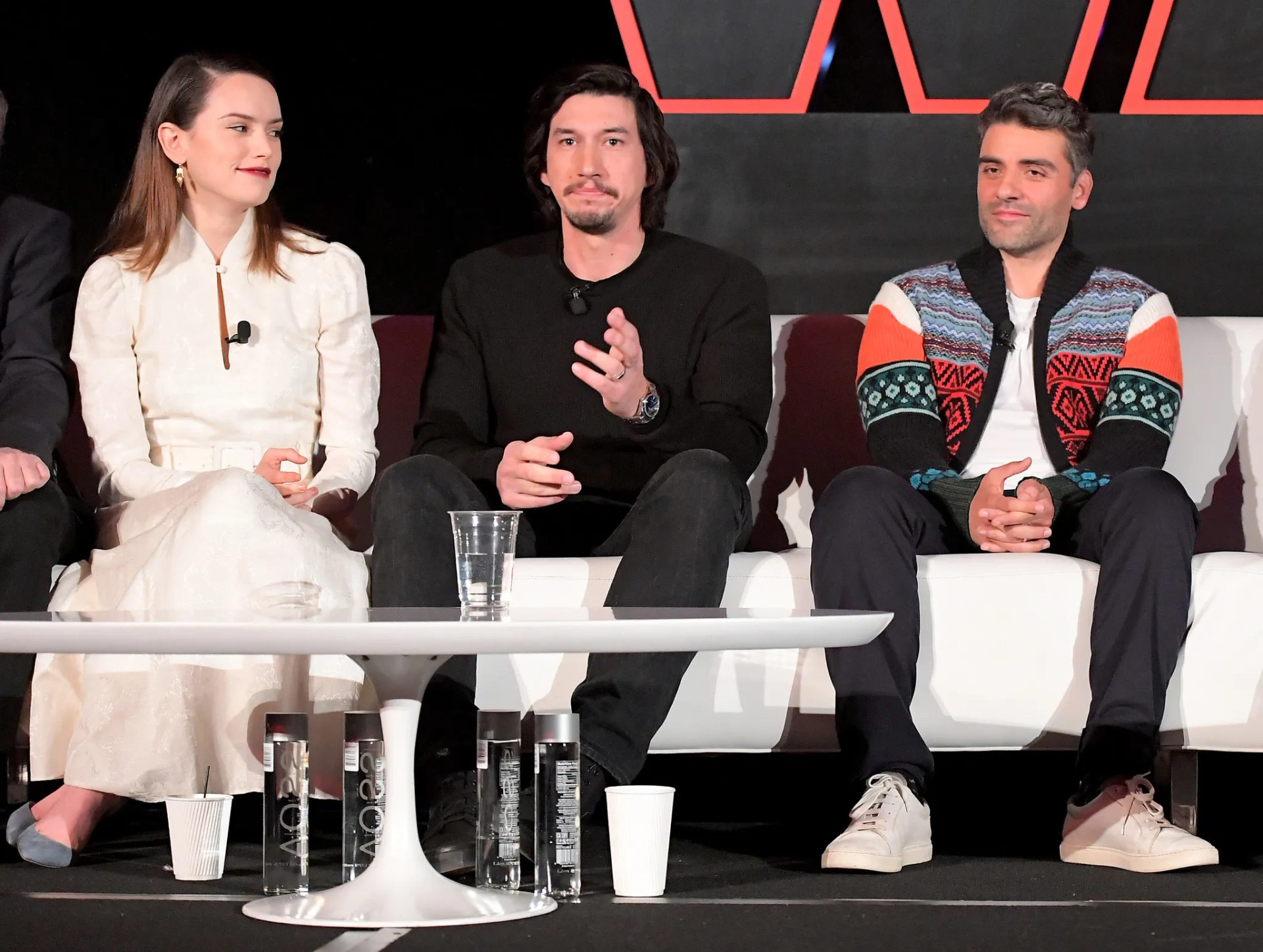 Oscar Isaac, Adam Driver, and Daisy Ridley at an event for Star Wars: Episode VIII - The Last Jedi (2017)