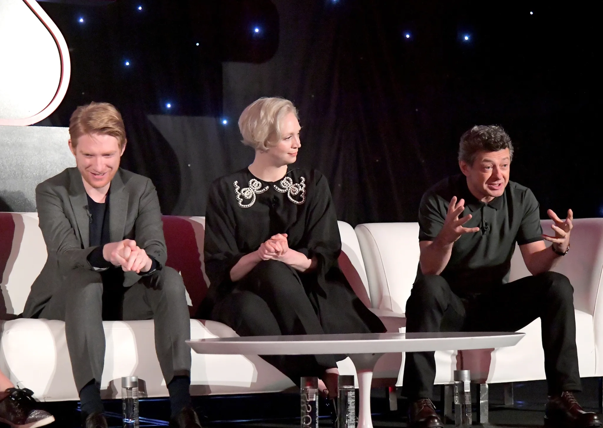 Andy Serkis, Domhnall Gleeson, and Gwendoline Christie at an event for Star Wars: Episode VIII - The Last Jedi (2017)