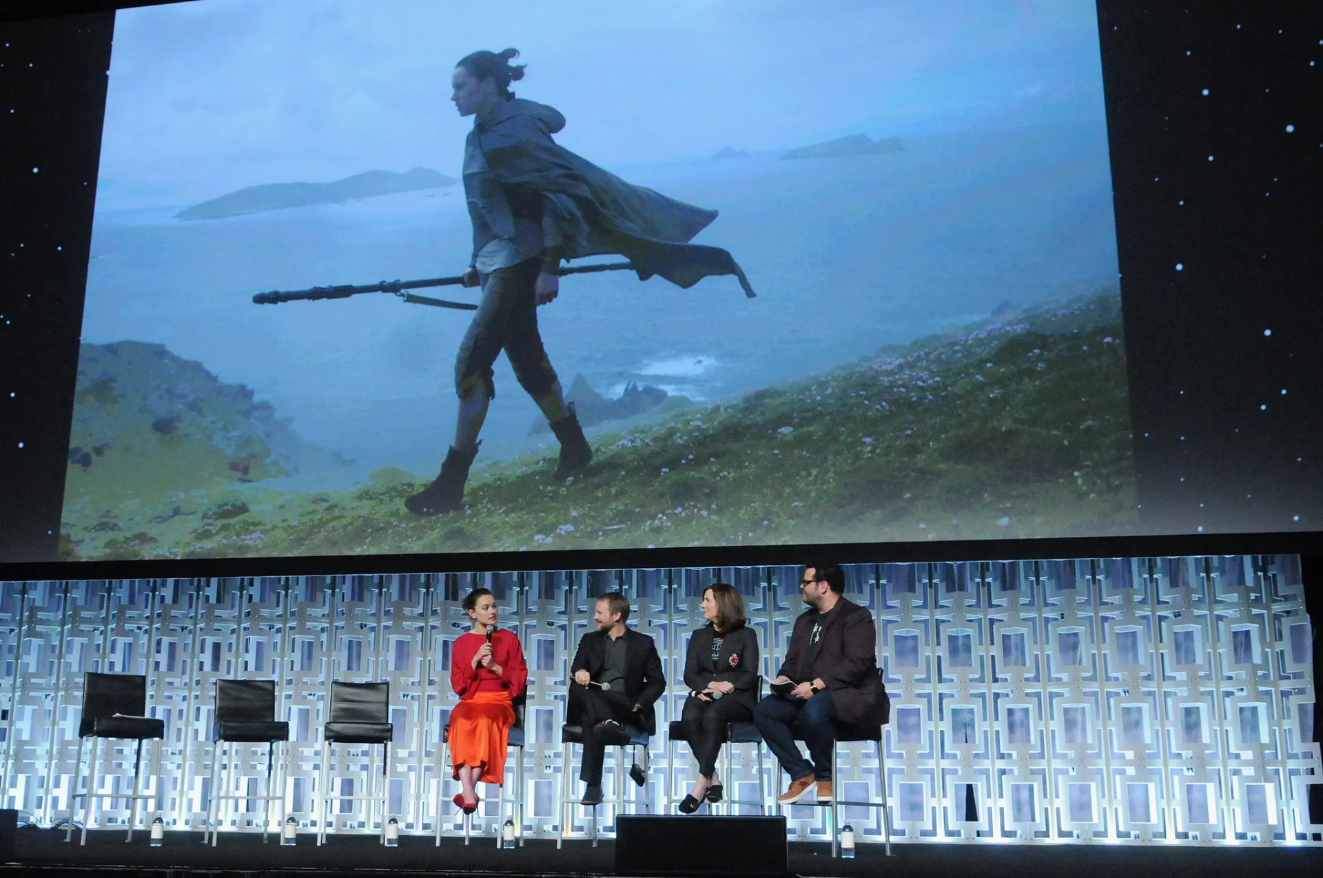 Kathleen Kennedy, Rian Johnson, Josh Gad, and Daisy Ridley at an event for Star Wars: Episode VIII - The Last Jedi (2017)