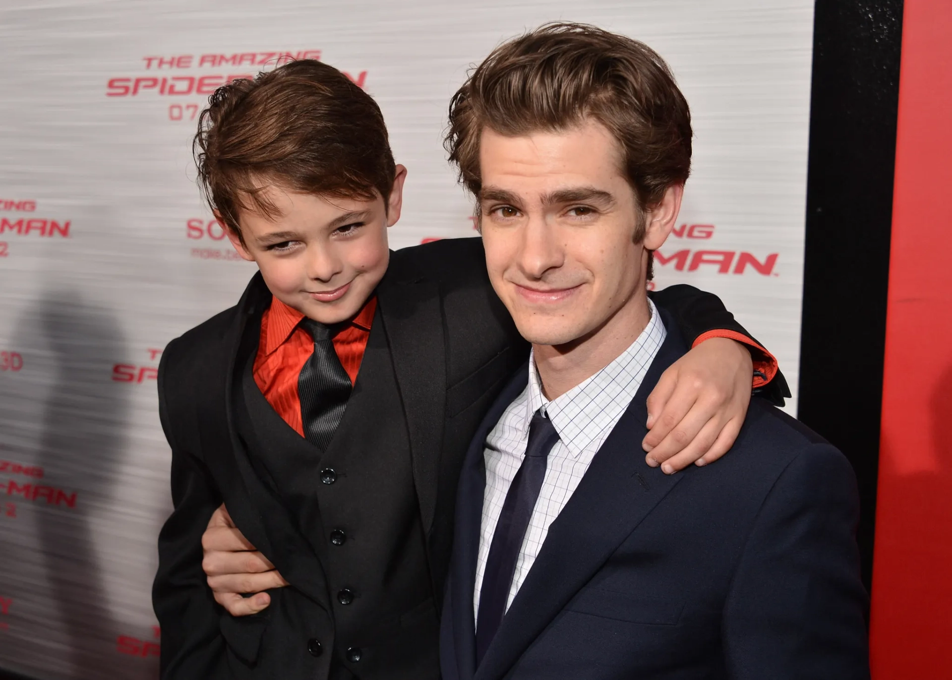 Max Charles and Andrew Garfield at an event for The Amazing Spider-Man (2012)