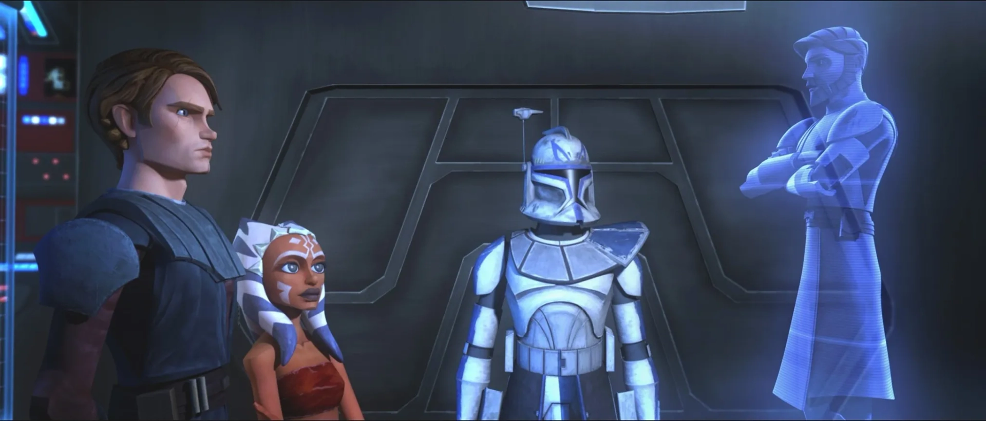 Dee Bradley Baker, Ashley Eckstein, James Arnold Taylor, and Matt Lanter in Star Wars: The Clone Wars (2008)