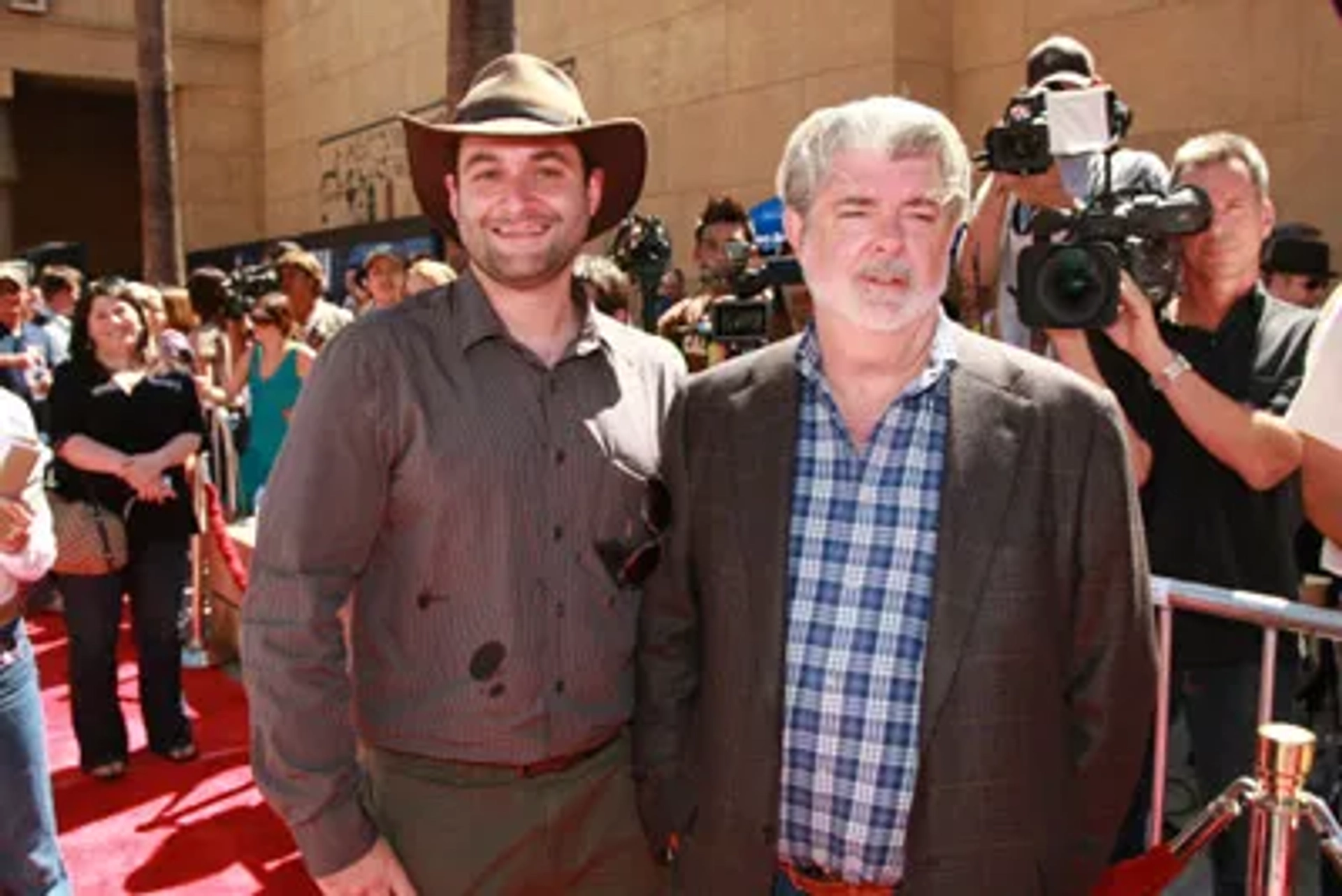 George Lucas and Dave Filoni at an event for Star Wars: The Clone Wars (2008)