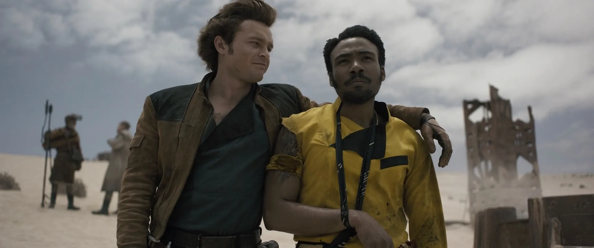 Donald Glover and Alden Ehrenreich in Solo: A Star Wars Story (2018)