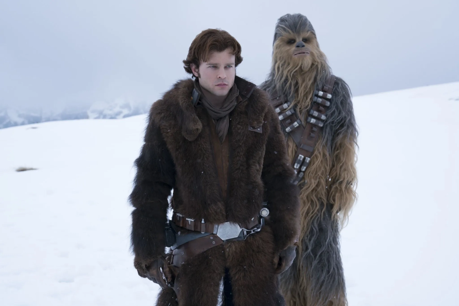 Alden Ehrenreich and Joonas Suotamo in Solo: A Star Wars Story (2018)