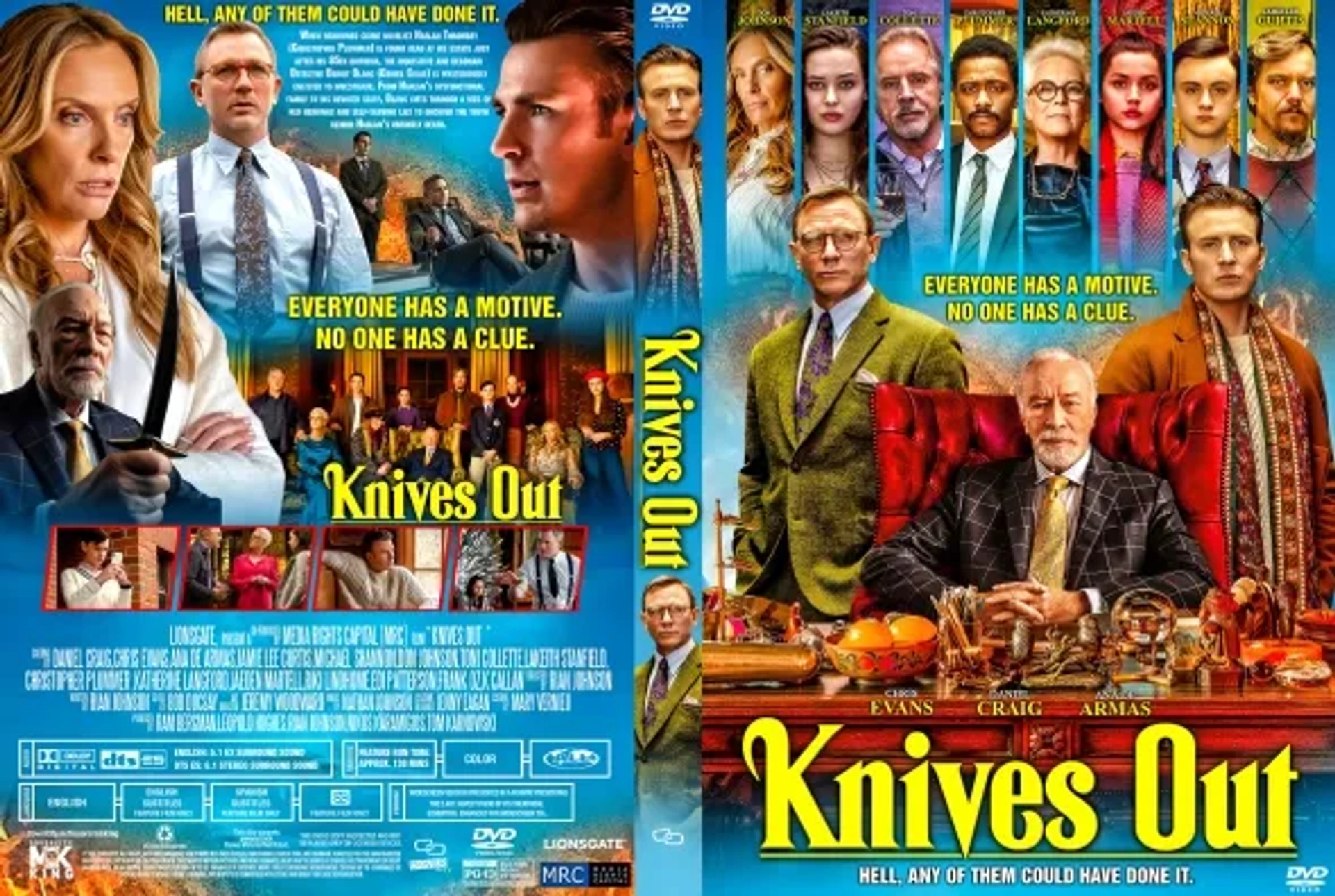 Jamie Lee Curtis, Don Johnson, Toni Collette, Christopher Plummer, Daniel Craig, Chris Evans, Michael Shannon, Riki Lindhome, Ana de Armas, LaKeith Stanfield, Jaeden Martell, and Katherine Langford in Knives Out (2019)