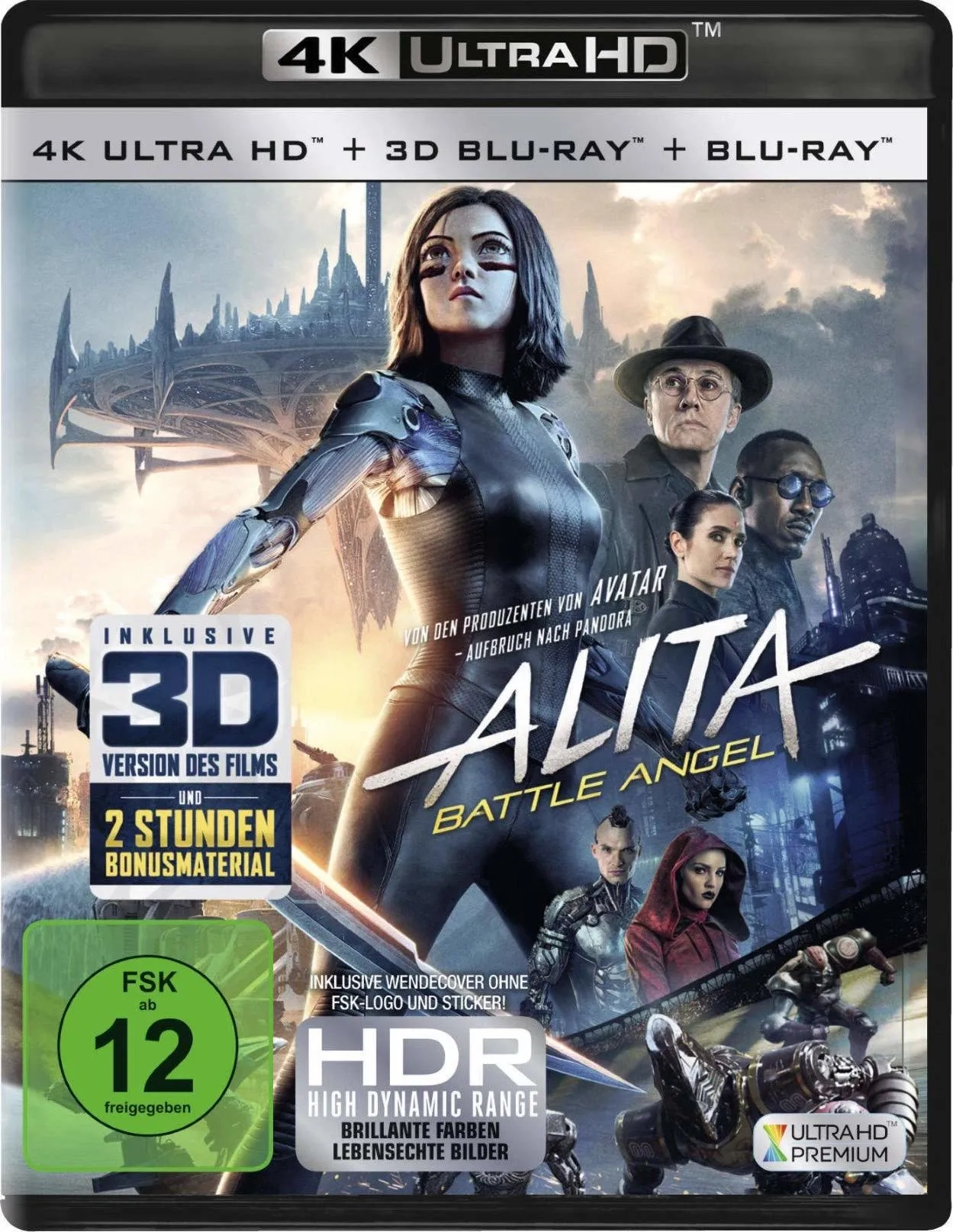 Jennifer Connelly, Christoph Waltz, Mahershala Ali, Eiza González, Rosa Salazar, and Ed Skrein in Alita: Battle Angel (2019)