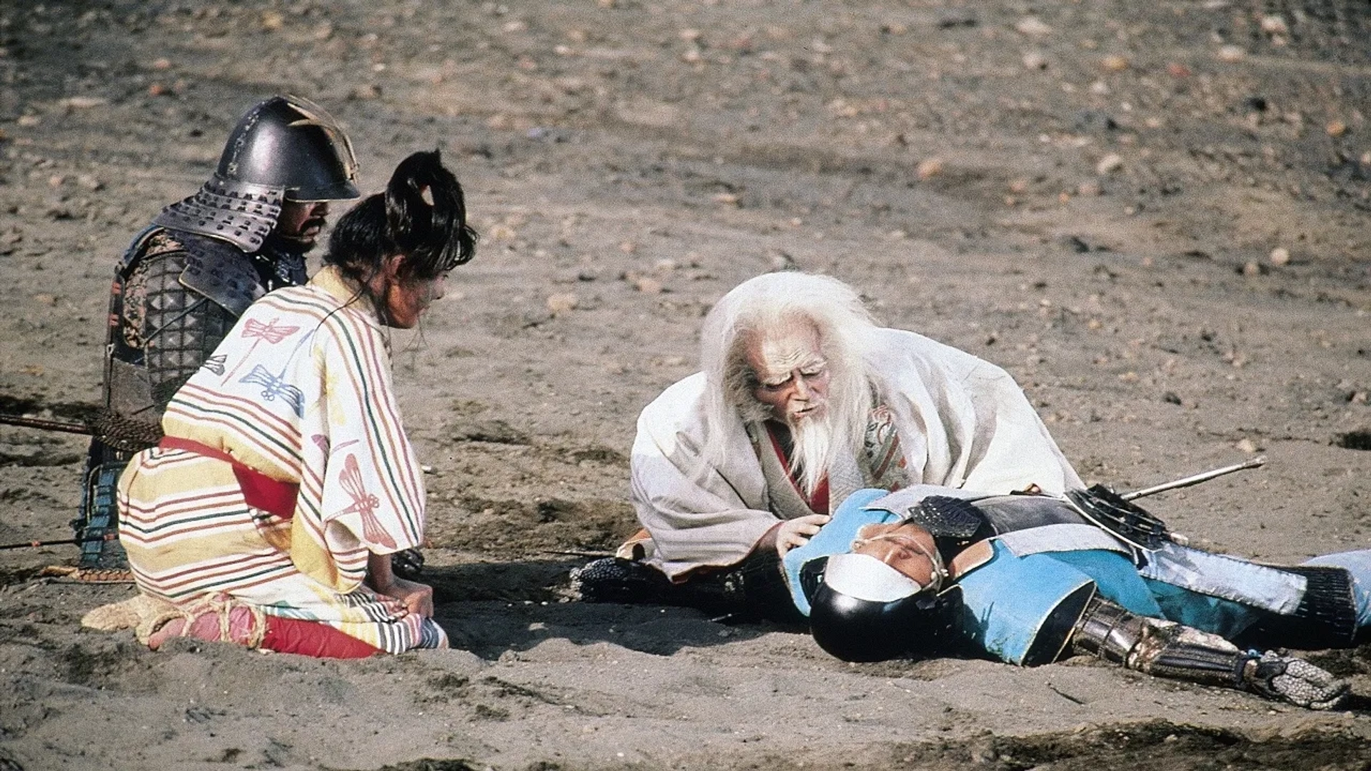 Tatsuya Nakadai, Pîtâ, and Daisuke Ryû in Ran (1985)