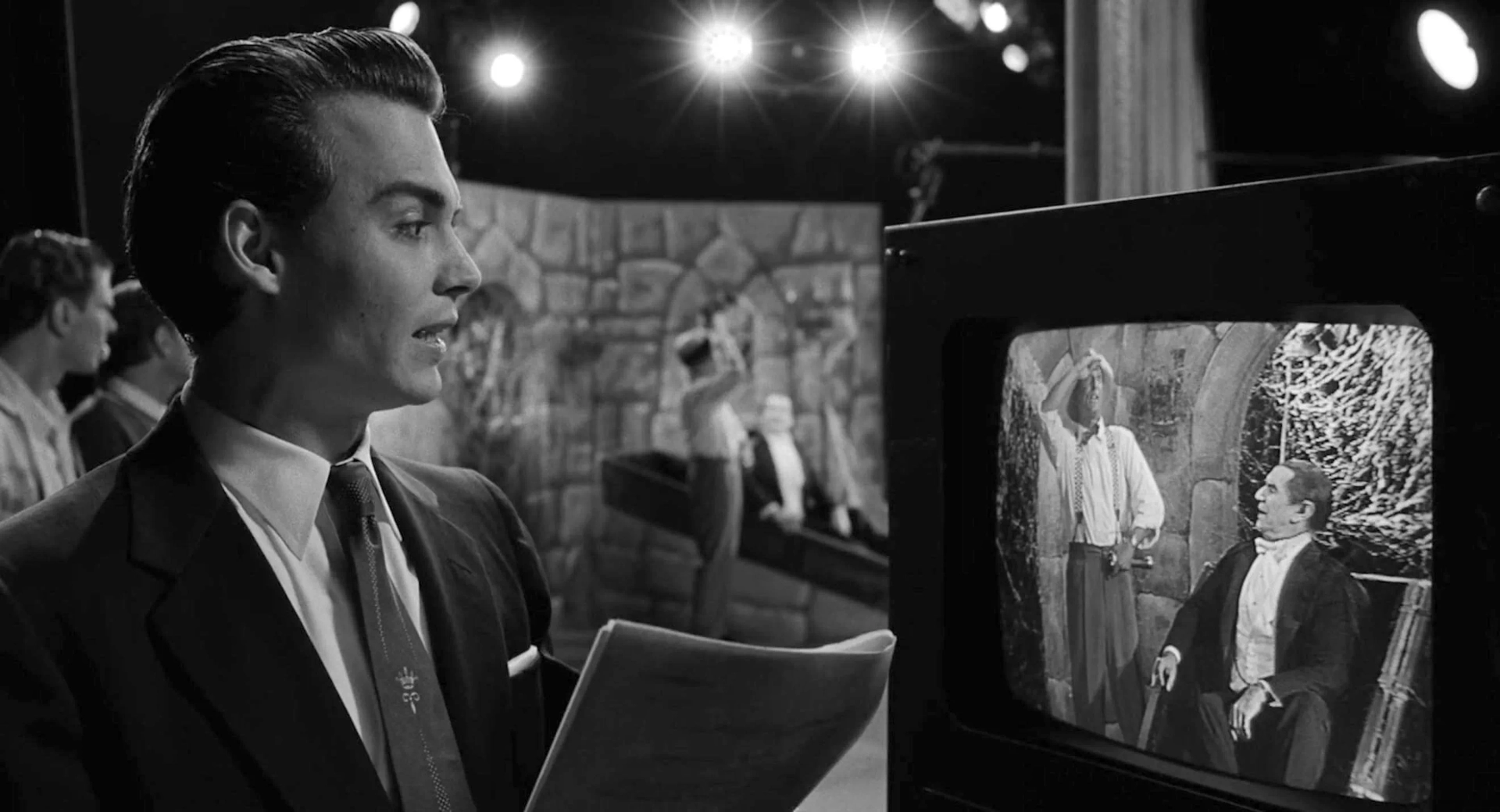 Johnny Depp, Martin Landau, and Bobby Slayton in Ed Wood (1994)