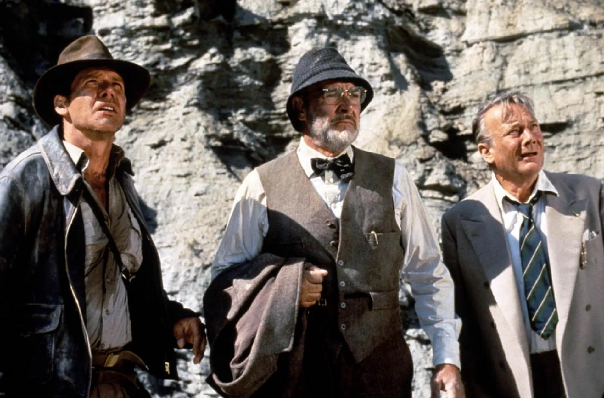 Sean Connery, Harrison Ford, and Denholm Elliott in Indiana Jones and the Last Crusade (1989)