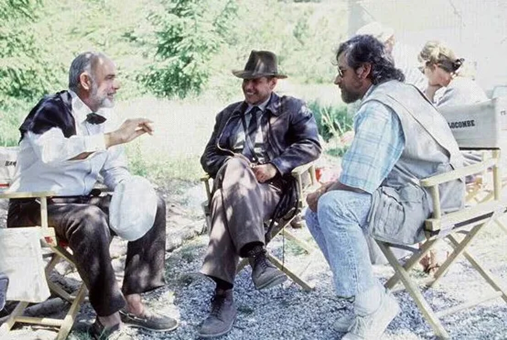 Sean Connery, Harrison Ford, and Steven Spielberg in Indiana Jones and the Last Crusade (1989)