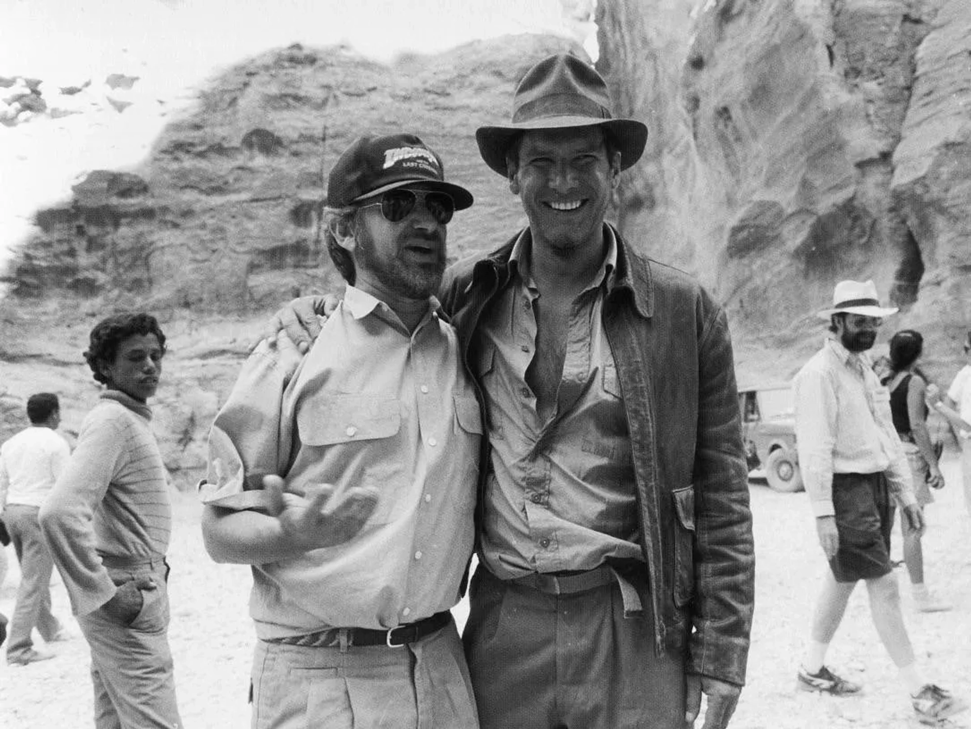 Harrison Ford and Steven Spielberg in Indiana Jones and the Last Crusade (1989)