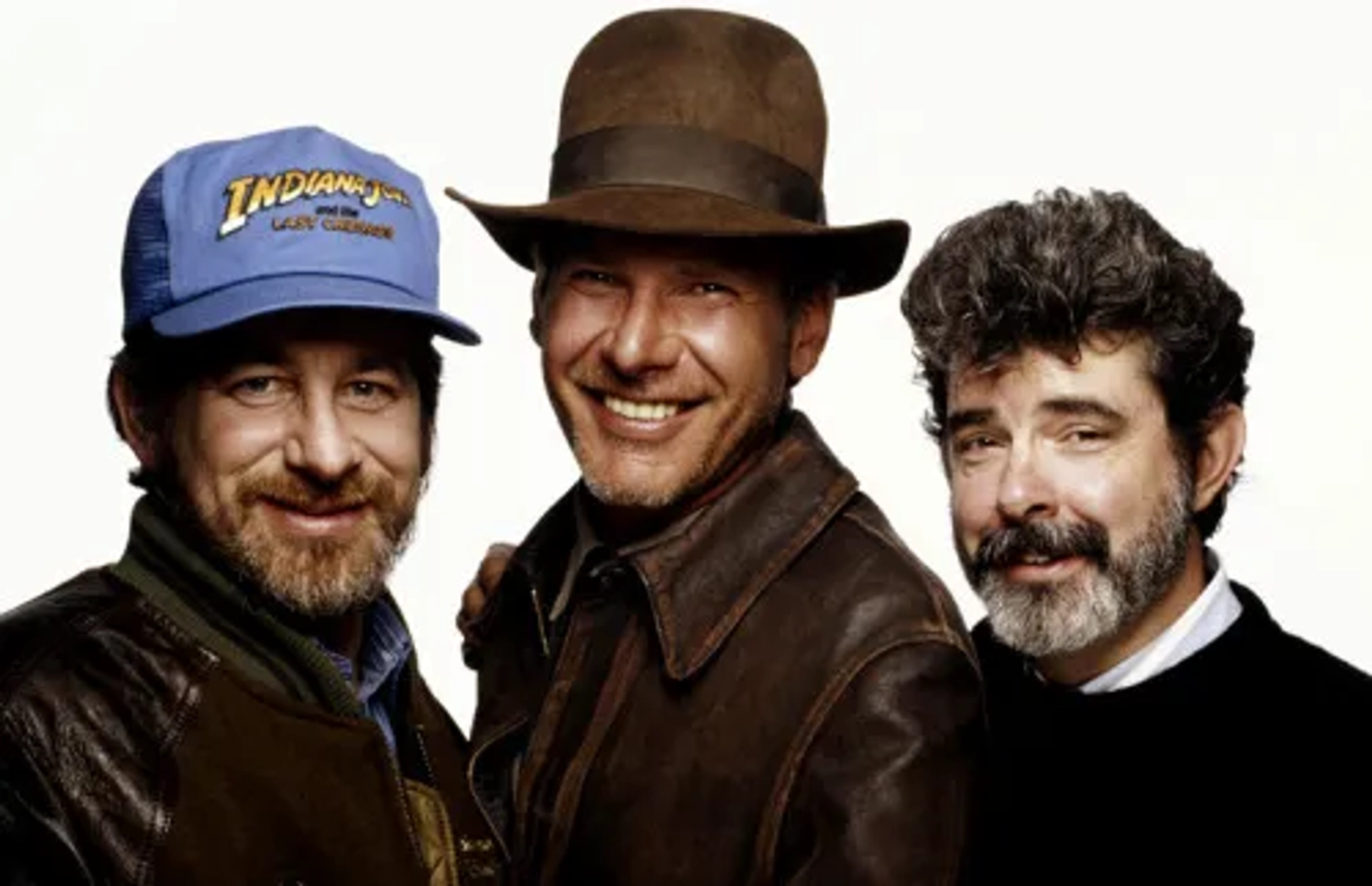 Harrison Ford, George Lucas, and Steven Spielberg in Indiana Jones and the Last Crusade (1989)