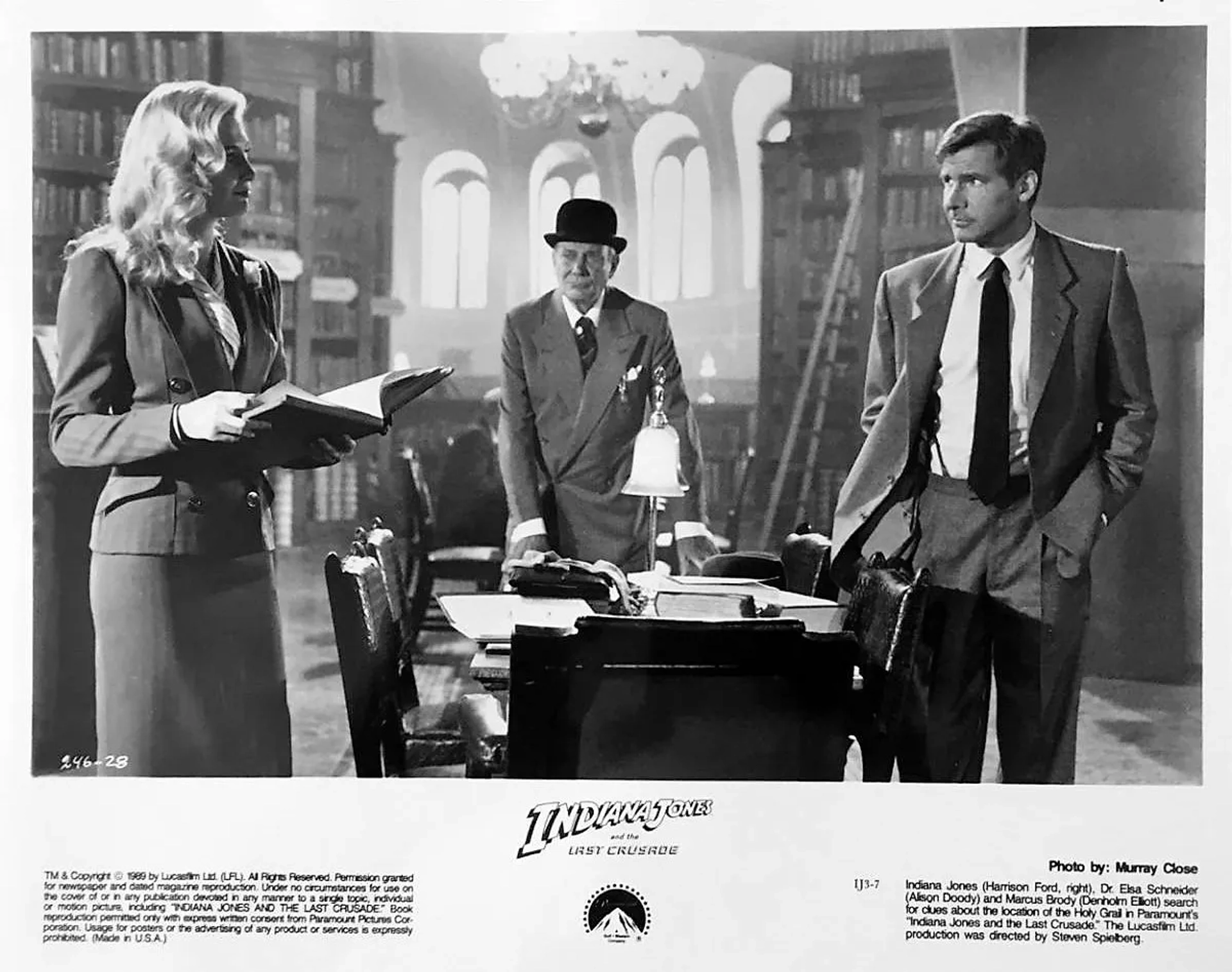 Harrison Ford, Denholm Elliott, and Alison Doody in Indiana Jones and the Last Crusade (1989)