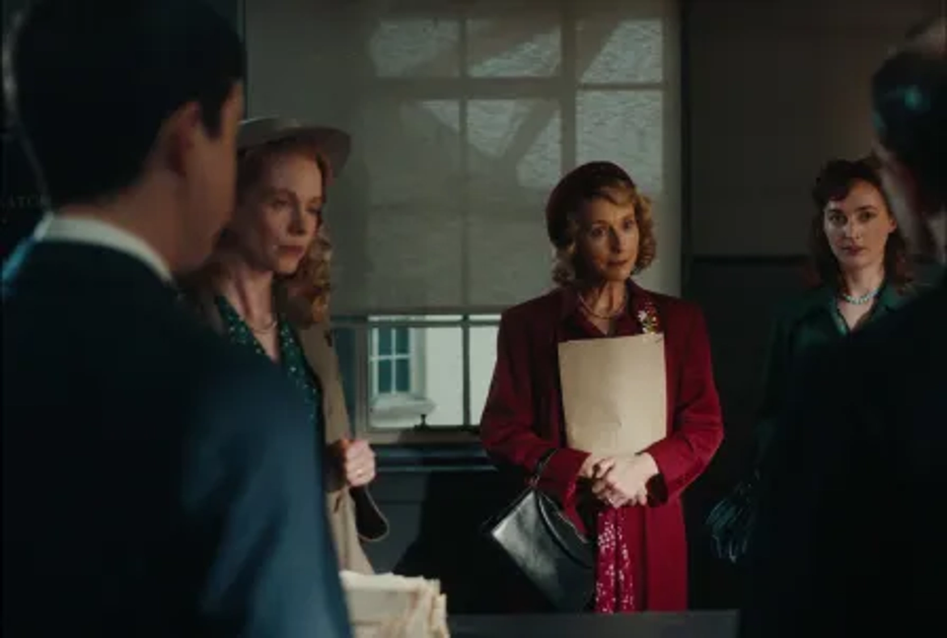 Lia Williams, Zoe Boyle, and Jessica Flood in Living (2022)