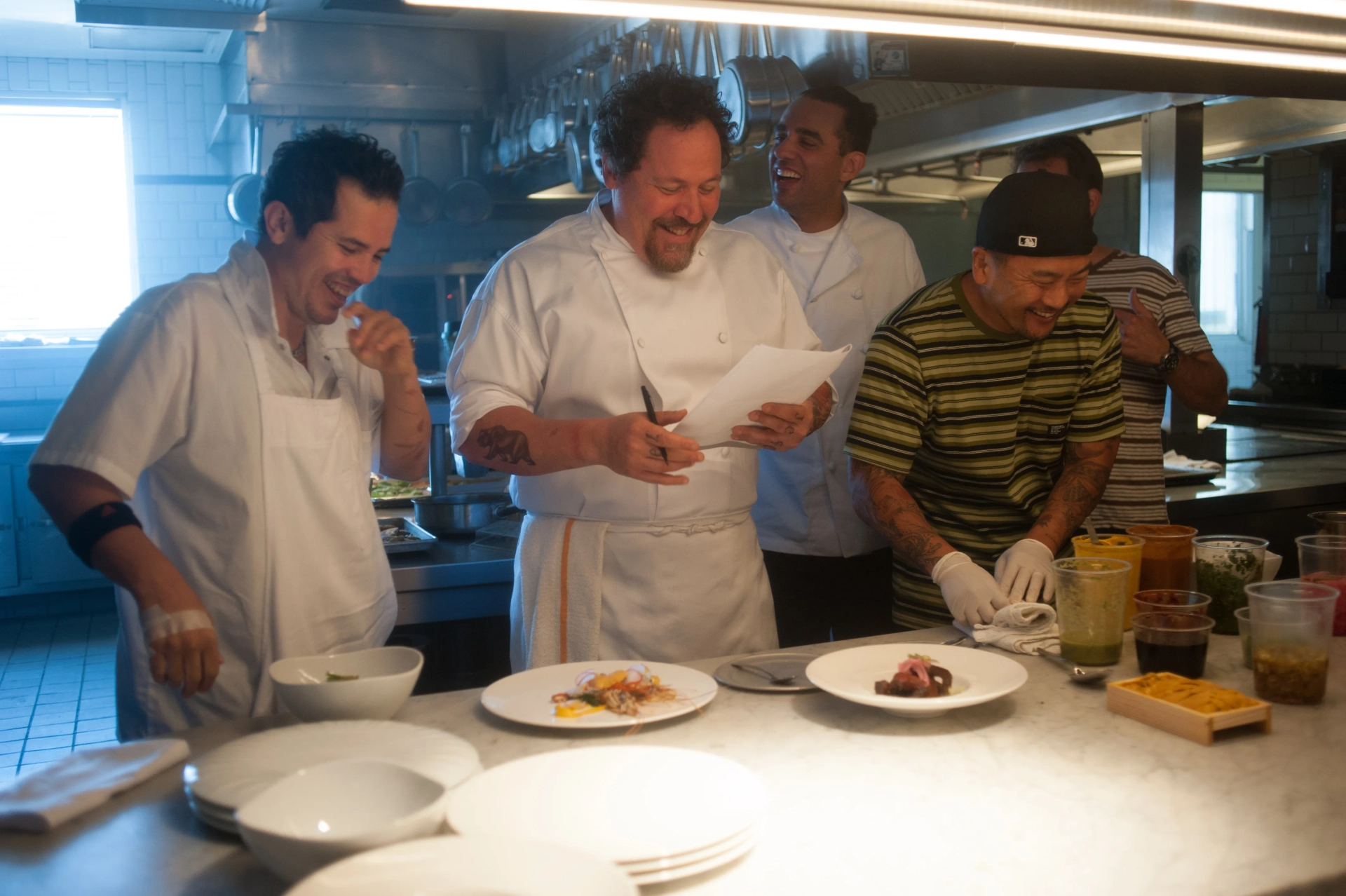 John Leguizamo, Bobby Cannavale, Jon Favreau, and Roy Choi in Chef (2014)