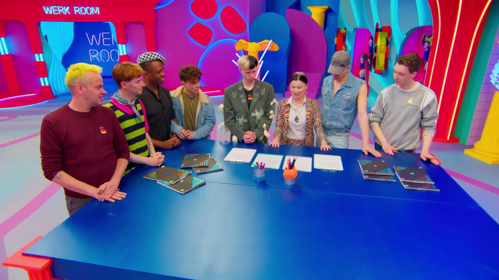 Kelly Heelton, Loreley Rivers, Metamorkid, Nikita Vegaz, Lorenzo Cicirò, Yvonne Nightstand, Victoria Shakespears, and Pandora Nox in Drag Race Germany (2023)