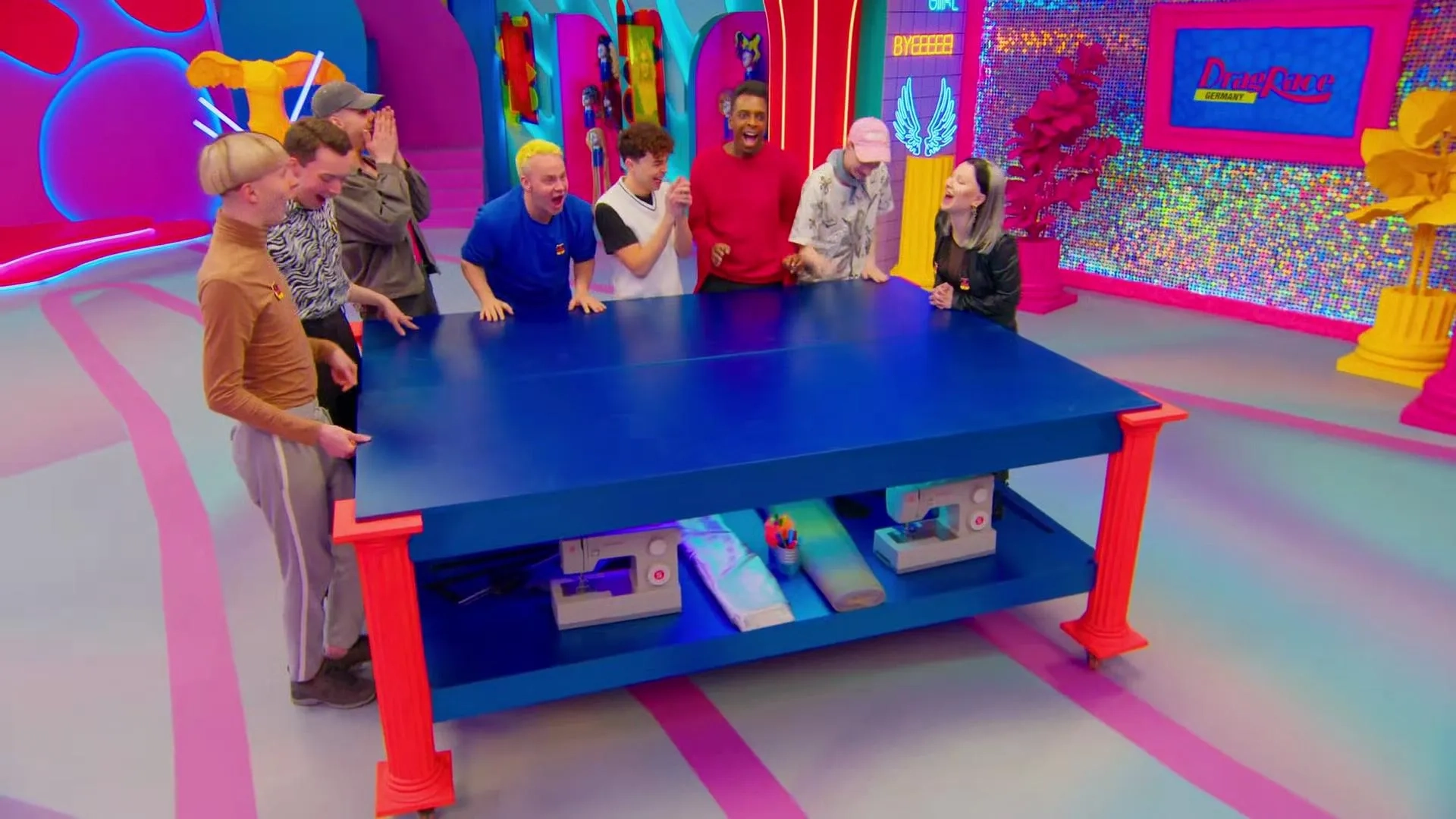 Kelly Heelton, Loreley Rivers, Metamorkid, Nikita Vegaz, Lorenzo Cicirò, Yvonne Nightstand, Victoria Shakespears, and Pandora Nox in Drag Race Germany (2023)