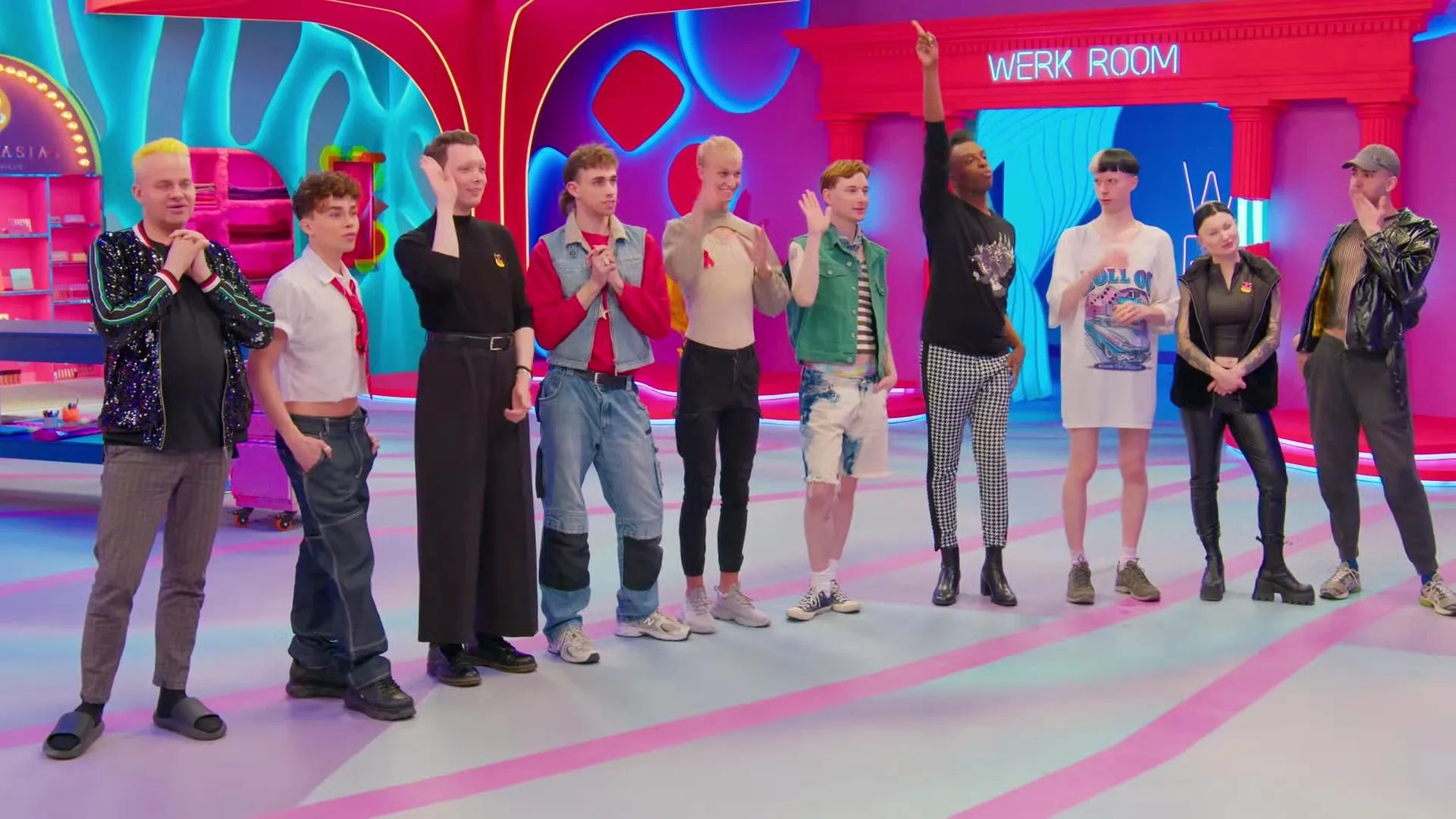 Kelly Heelton, The Only Naomy, Lélé Cocoon, Loreley Rivers, Metamorkid, Nikita Vegaz, Lorenzo Cicirò, Yvonne Nightstand, Victoria Shakespears, and Pandora Nox in Drag Race Germany (2023)