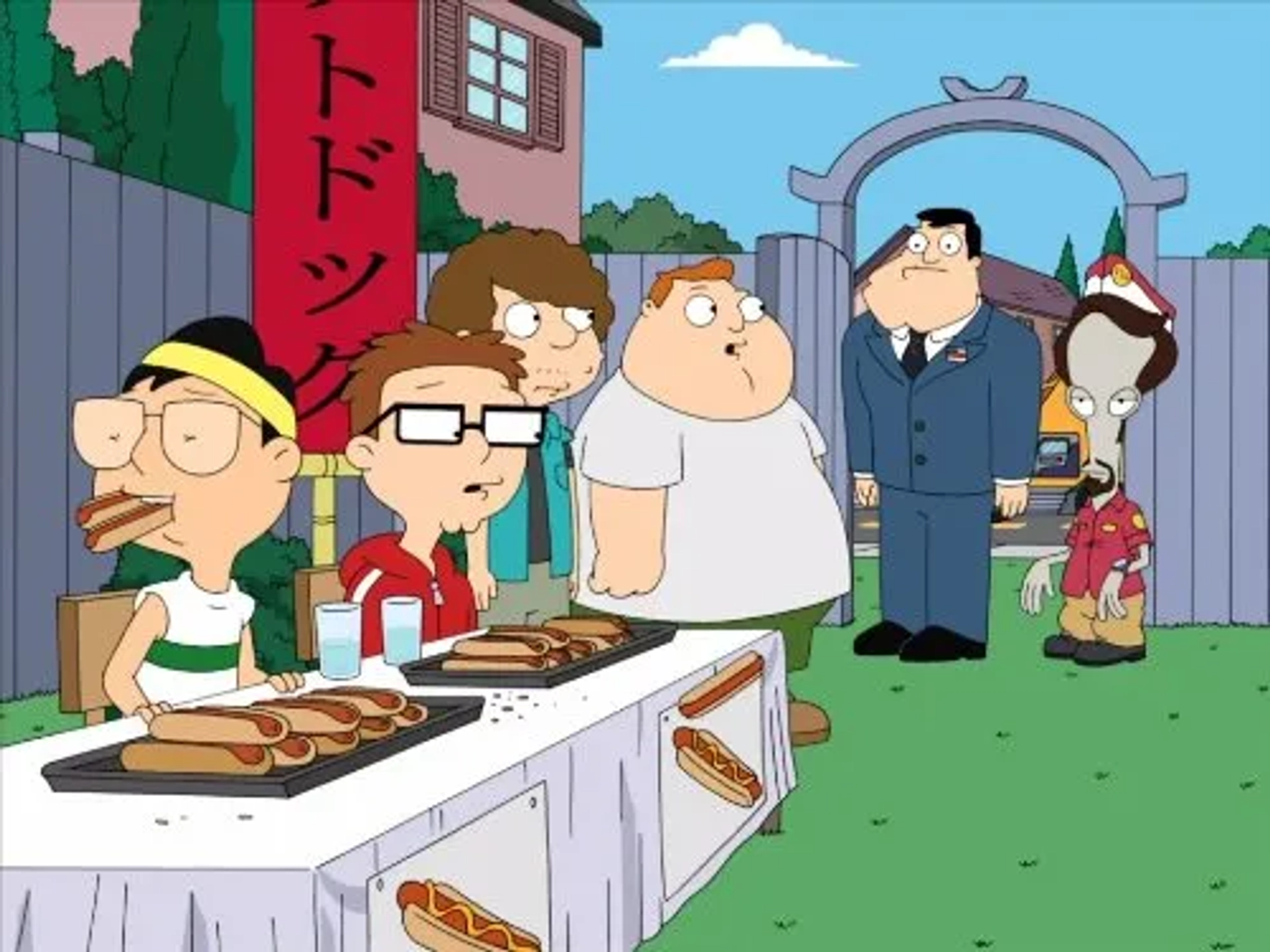 Curtis Armstrong, Scott Grimes, Seth MacFarlane, Daisuke Suzuki, and Eddie Kaye Thomas in American Dad! (2005)