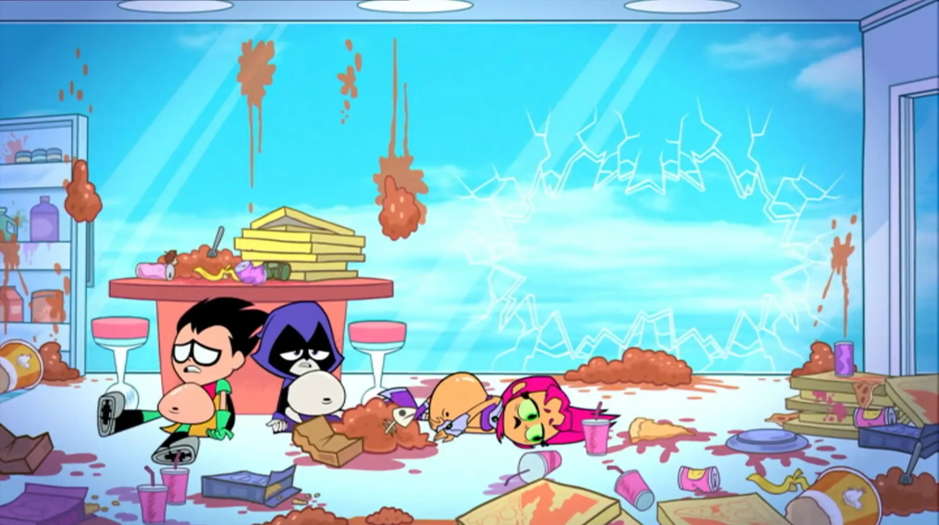 Tara Strong, Scott Menville, and Hynden Walch in Teen Titans Go! (2013)