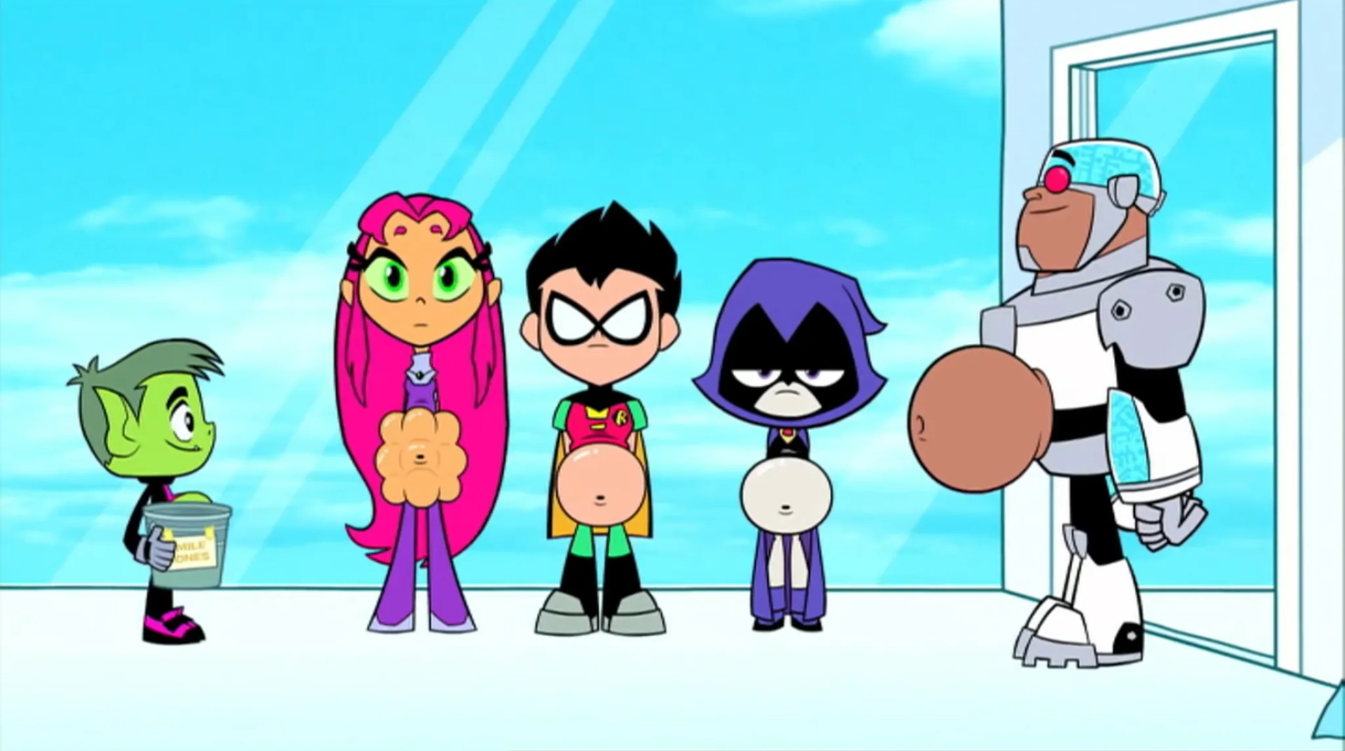 Tara Strong, Scott Menville, Hynden Walch, and Greg Cipes in Teen Titans Go! (2013)