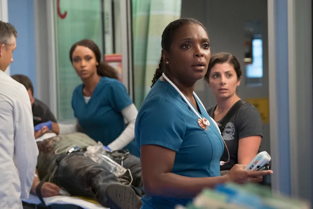Marlyne Barrett, Yaya DaCosta, and Courtney Rioux in Chicago Med (2015)