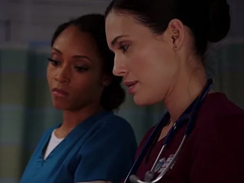 Torrey DeVitto and Yaya DaCosta in Chicago Med (2015)
