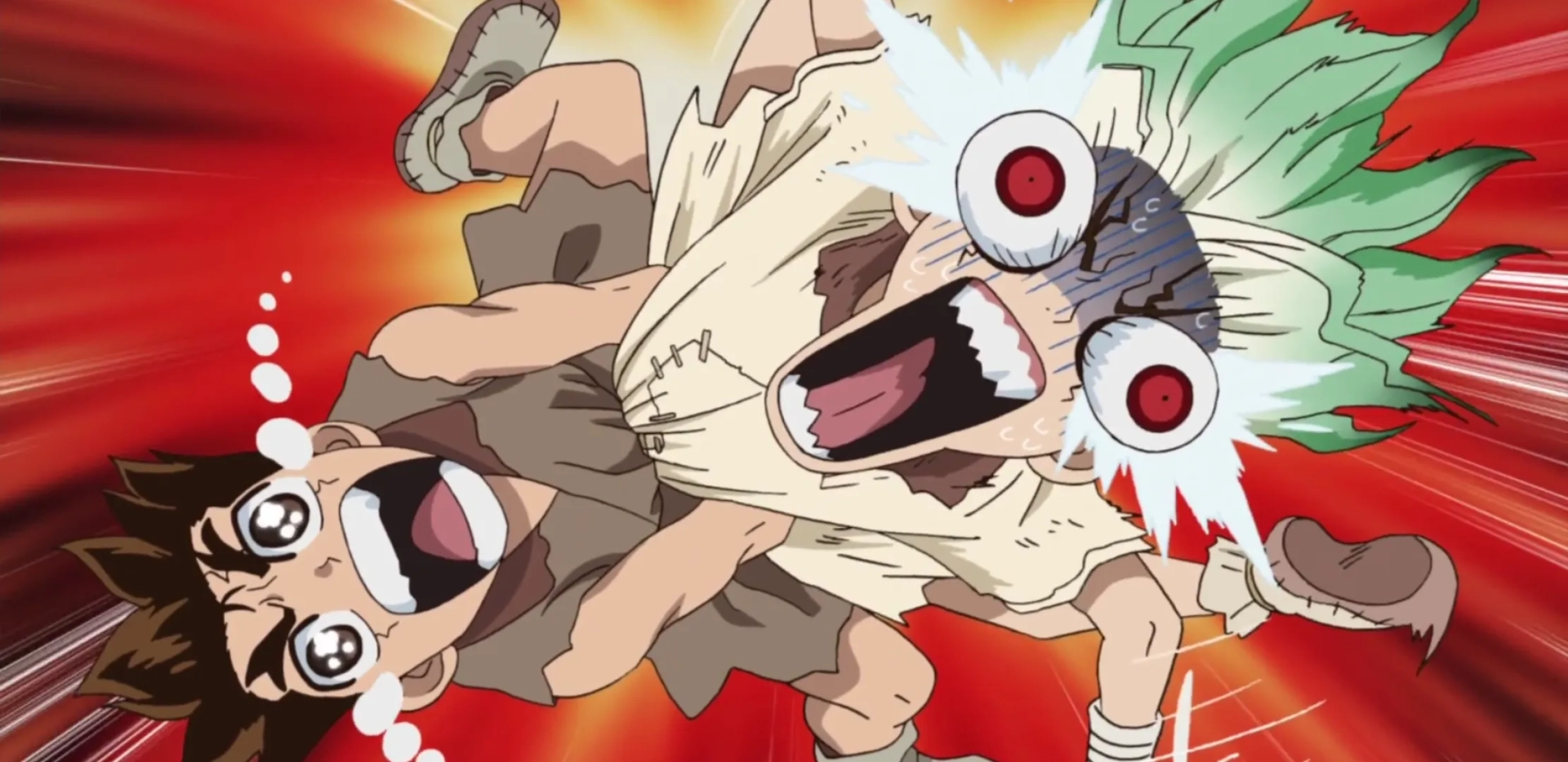 Yûsuke Kobayashi and Makoto Furukawa in Dr. Stone: Two Nations of the Stone World (2019)