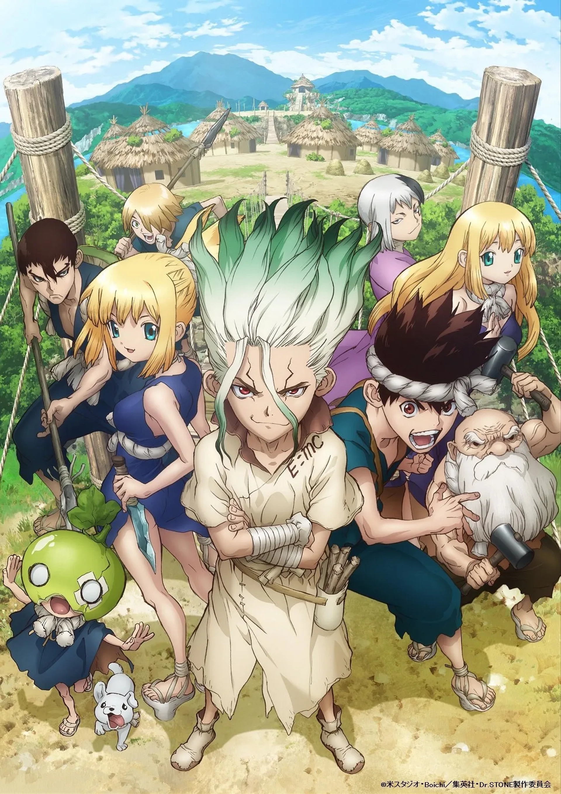 Mugihito, Gen Satô, Tomoaki Maeno, Kengo Kawanishi, Yûsuke Kobayashi, Manami Numakura, Ayumu Murase, Reina Ueda, and Karin Takahashi in Dr. Stone (2019)