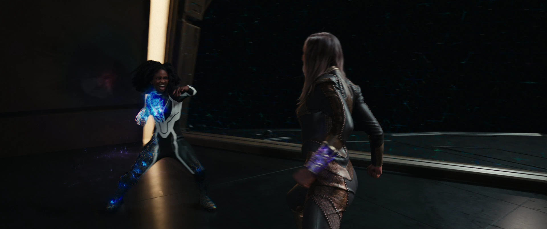 Zawe Ashton and Teyonah Parris in The Marvels (2023)