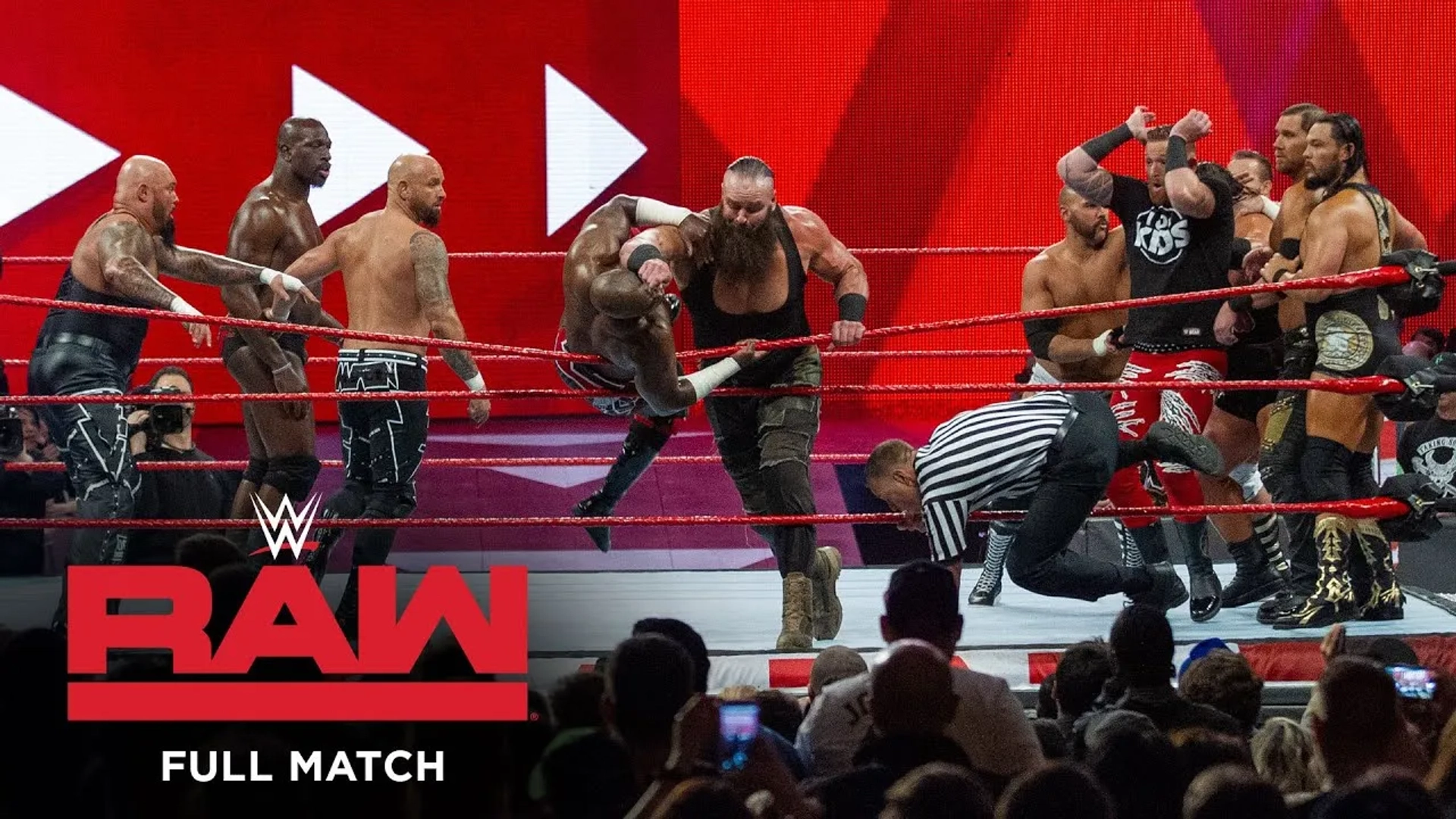 Terry Gerin, Andrew Hankinson, Chad Allegra, Heath Miller, Thaddeus Bullard, Joe Hennig, Sesugh Uhaa, Taylor Rotunda, Adam Scherr, Cash Wheeler, and David Harwood in WWE Raw (1993)