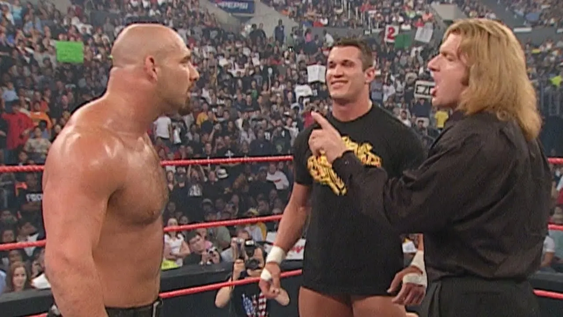 Bill Goldberg, Paul Levesque, and Randy Orton in WWE Raw (1993)