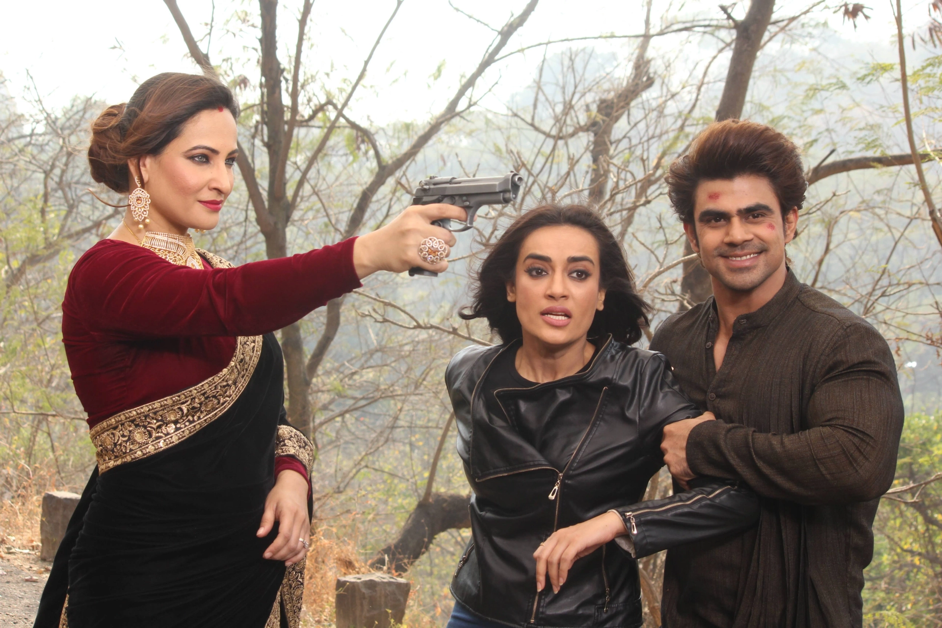 Rakshanda Khan, Surbhi Jyoti, and Ankit Mohan in Naagin (2015)