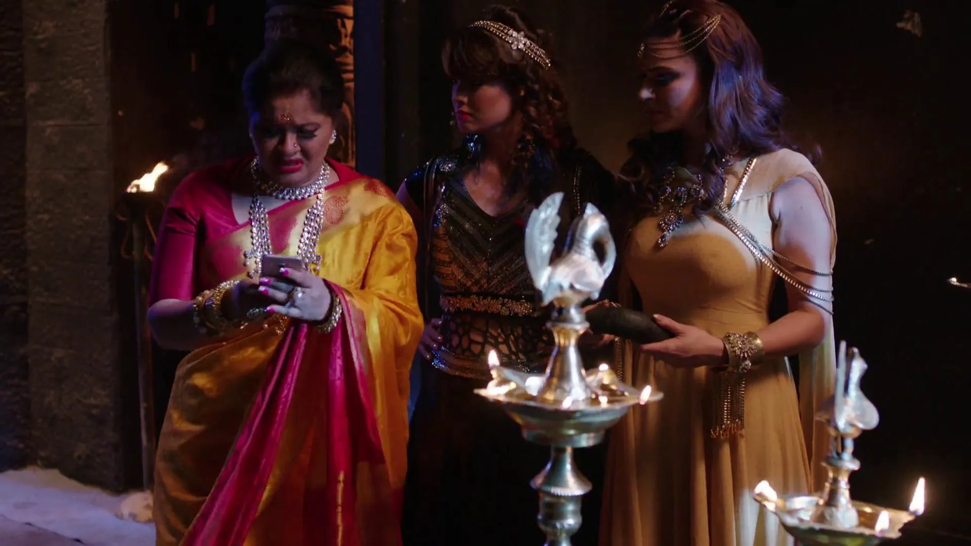 Sudha Chandran, Aashka Goradia, and Adaa Khan in Naagin (2015)