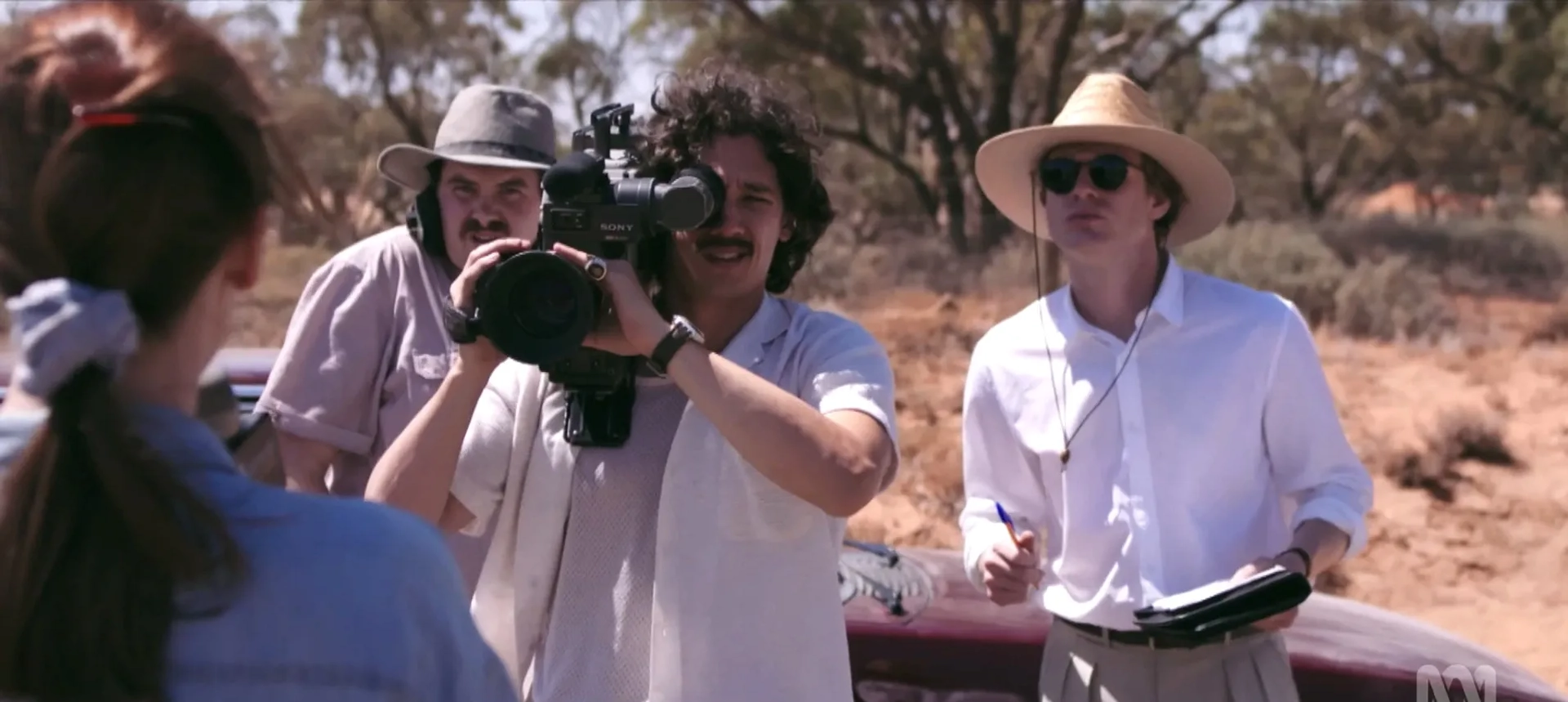 Sam Reid, Chai Hansen, and Jackson Tozer in The Newsreader (2021)