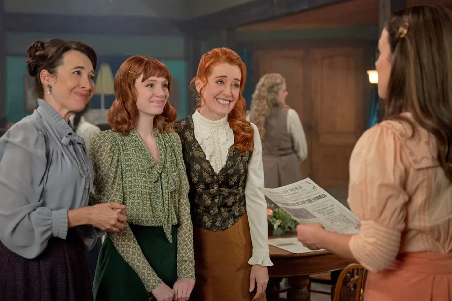 Johannah Newmarch, Loretta Walsh, Erin Krakow, and Mamie Laverock in When Calls the Heart: Best Laid Plans (2023)