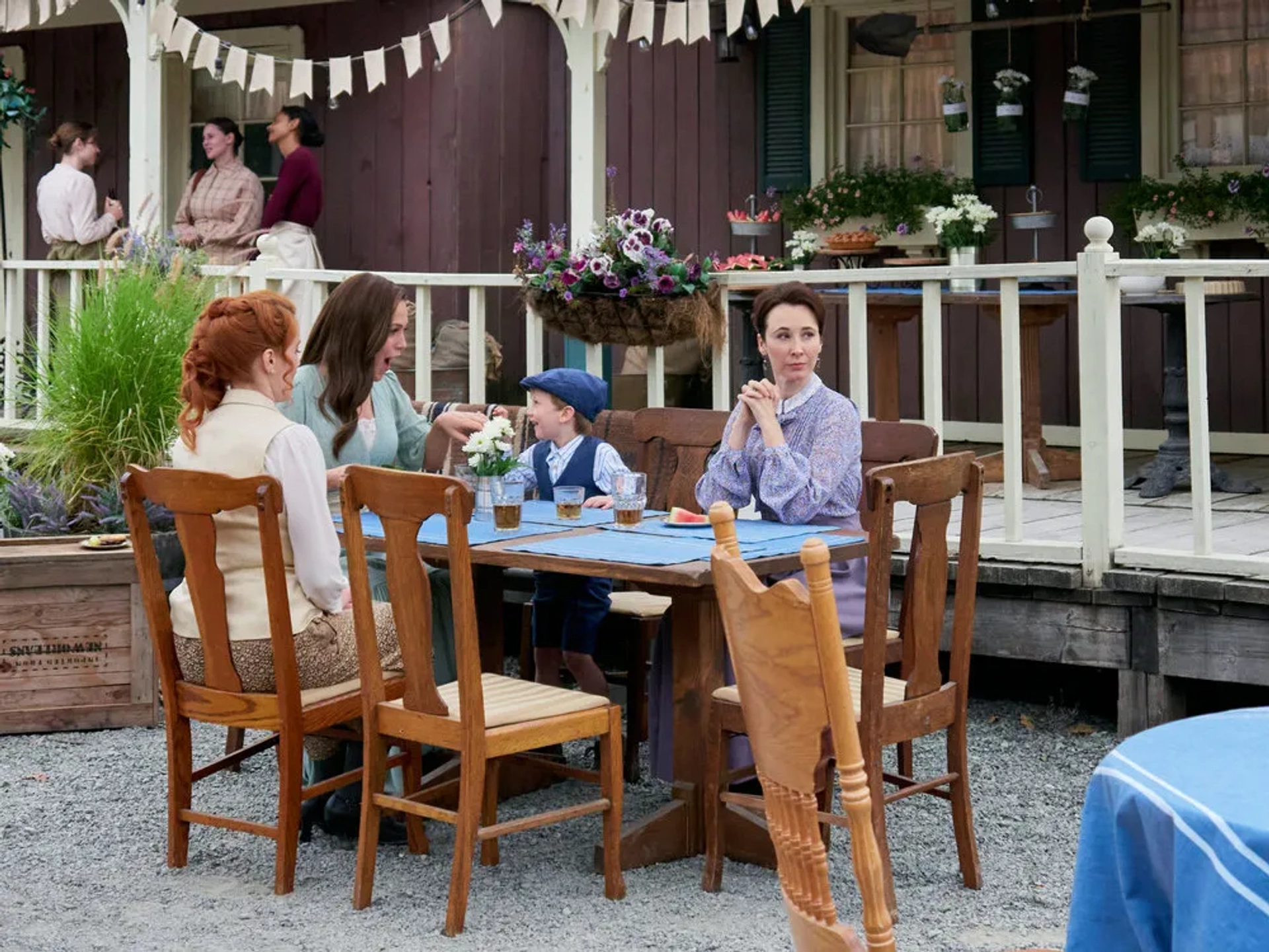 Johannah Newmarch, Hyland Goodrich, Loretta Walsh, and Erin Krakow in When Calls the Heart: The Heart of the Problem (2023)