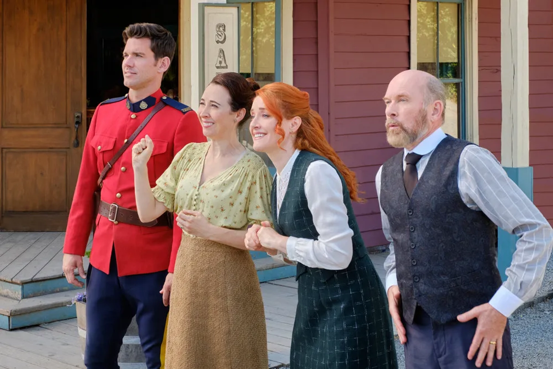 Hrothgar Mathews, Johannah Newmarch, Loretta Walsh, and Kevin McGarry in When Calls the Heart: Great Expectataions (2023)