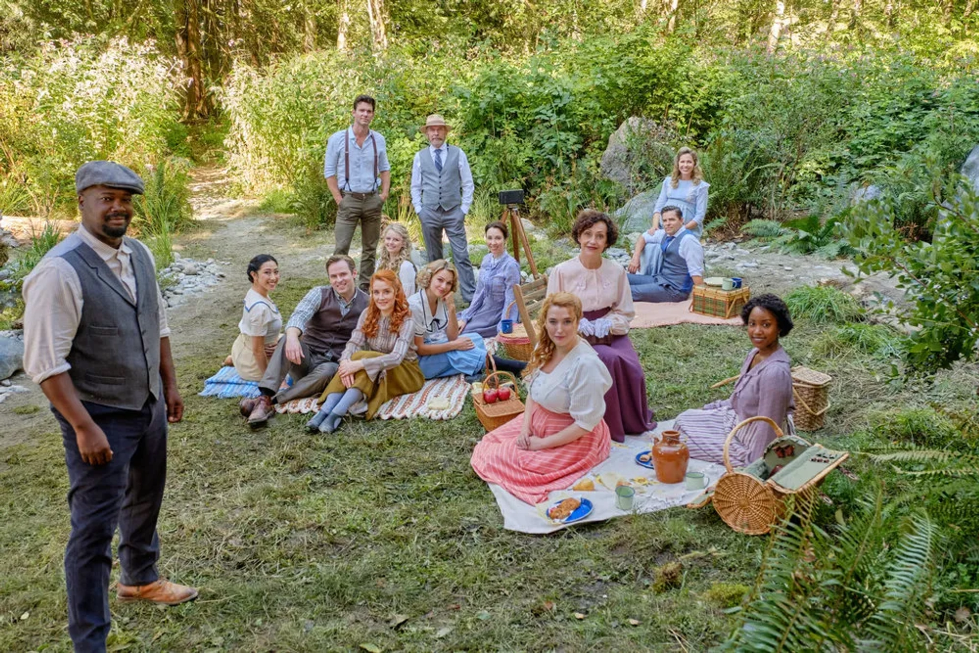 Karin Konoval, Viv Leacock, Hrothgar Mathews, Johannah Newmarch, Kavan Smith, Pascale Hutton, Loretta Walsh, Andrea Brooks, Kevin McGarry, Charlotte Hegele, Ben Rosenbaum, Natasha Burnett, Kayla Wallace, and Amanda Wong in When Calls the Heart: Hope Springs (2023)