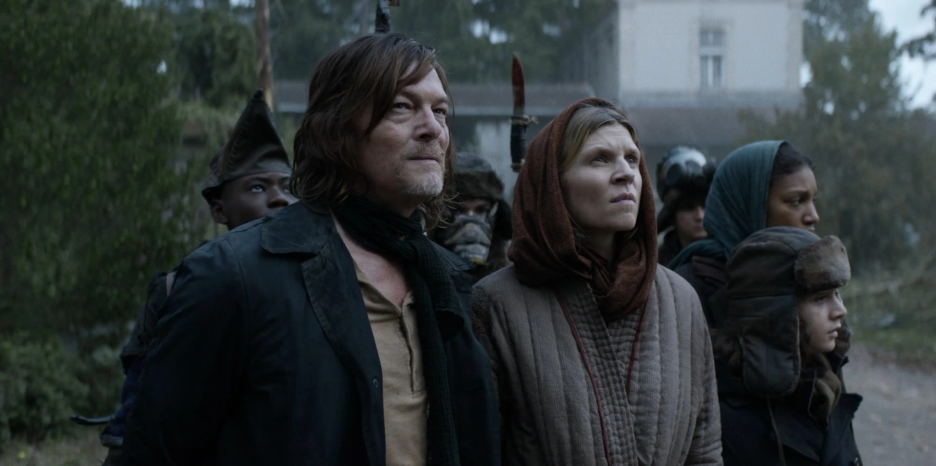 Norman Reedus, Clémence Poésy, Laïka Blanc-Francard, and Louis Puech Scigliuzzi in The Walking Dead: Daryl Dixon (2023)