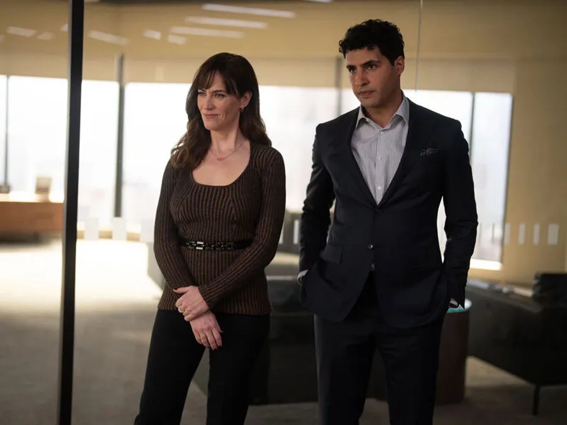 Babak Tafti and Maggie Siff in Billions and Hurricane Rosie