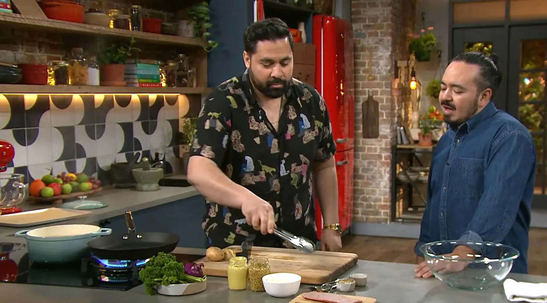 Adam Liaw and Bjorn Stewart in The Cook Up with Adam Liaw (2021)