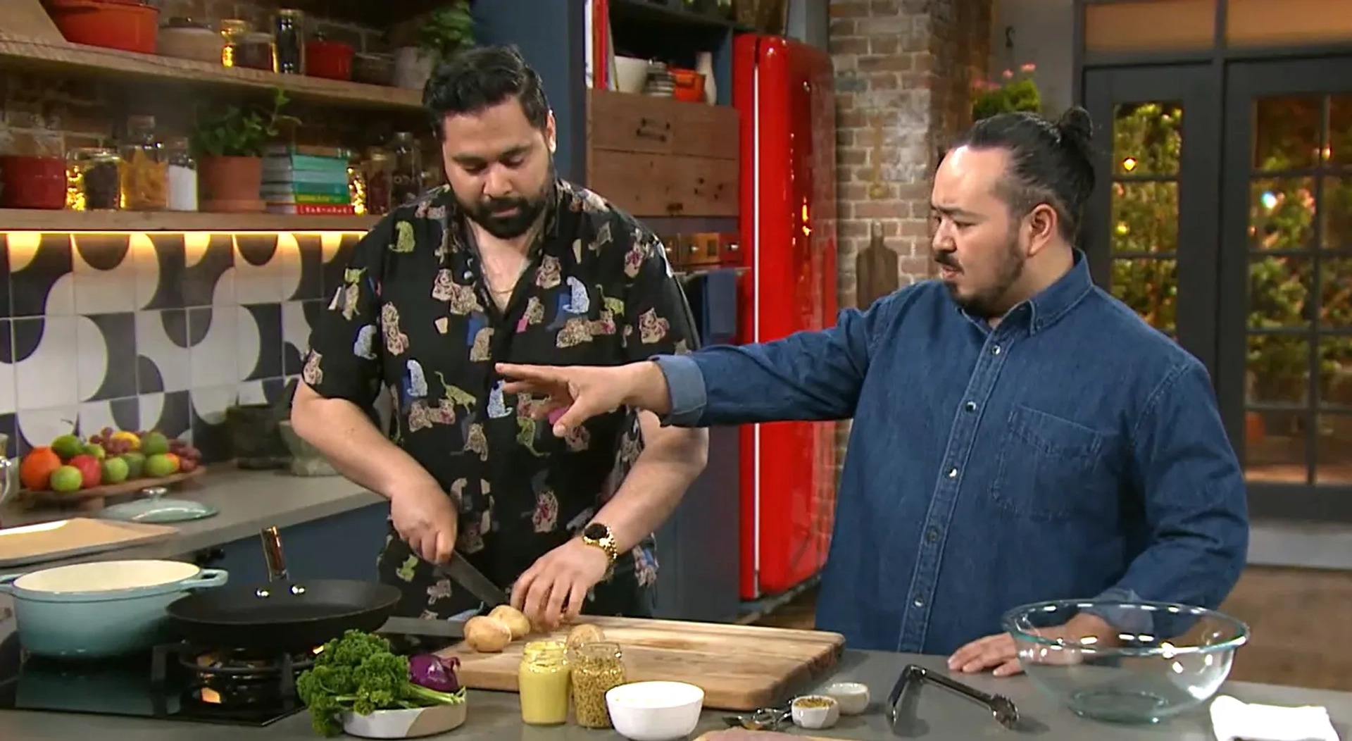 Adam Liaw and Bjorn Stewart in The Cook Up with Adam Liaw (2021)